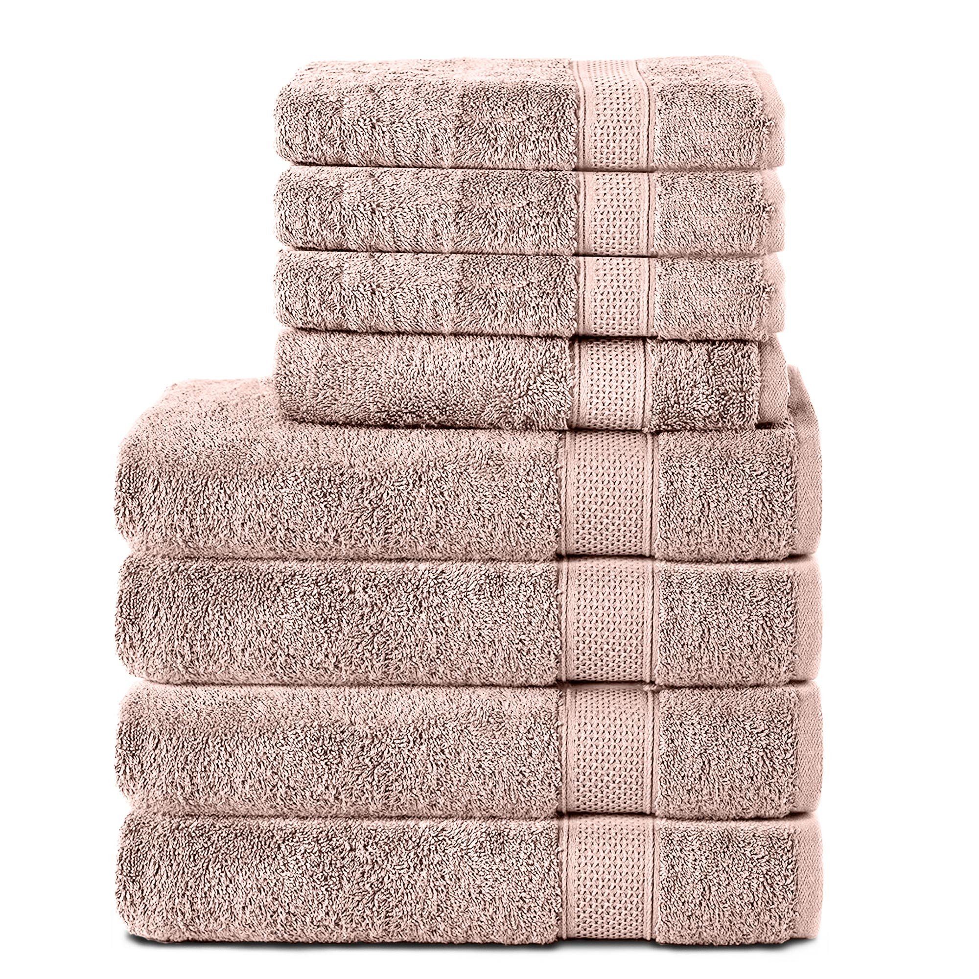 4 50x100 Rosa Badehandtuch Badetücher 70x140 Baumwolle, und XXL 100% Towel, Komfortec Handtücher Set cm, Weich, Frottee, Handtuch Groß 4 & (Packung, 8-tlg), Saunatuch,
