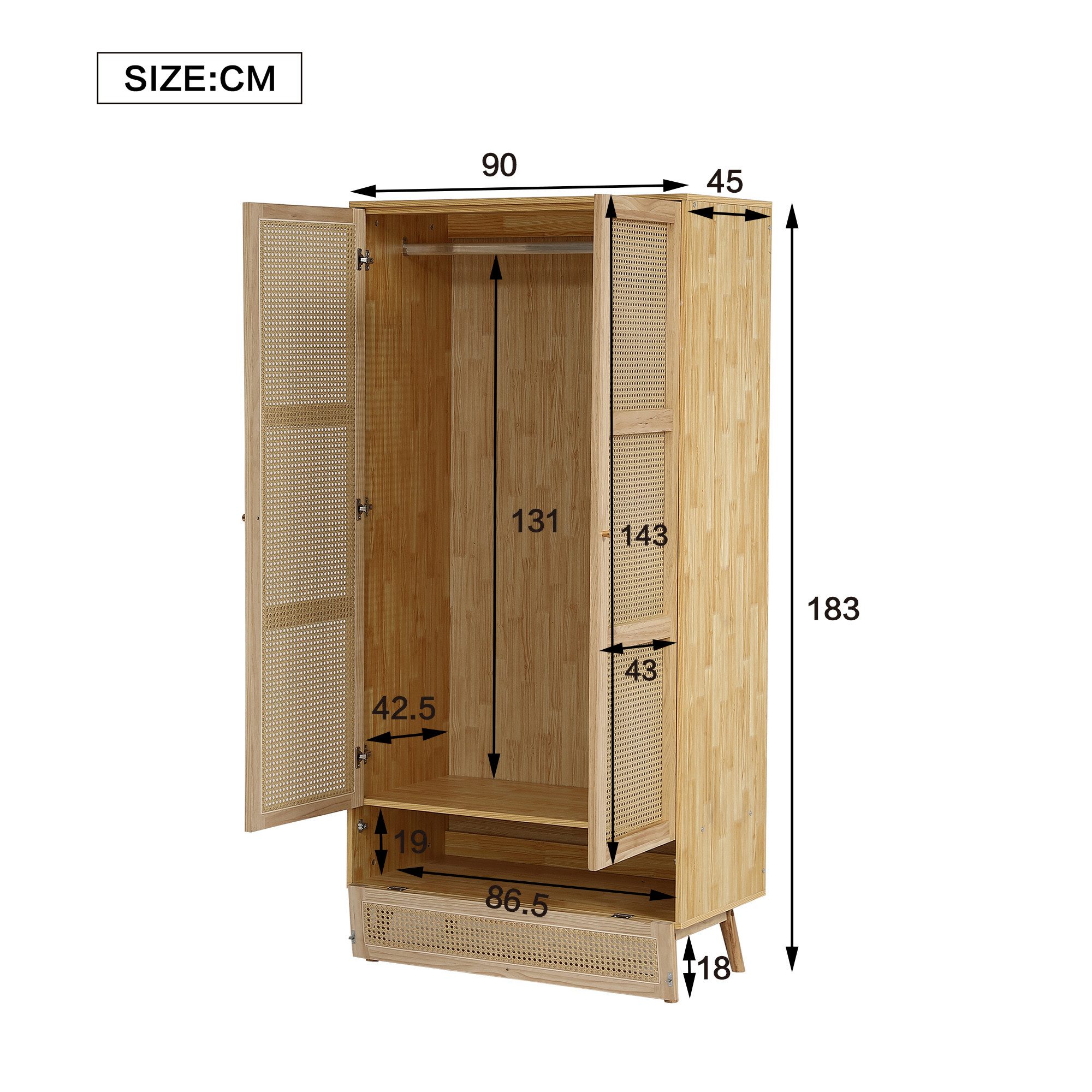 TavilaEcon Kleiderschrank 2-türiger Kleiderschrank mit Stange,mit günstig online kaufen