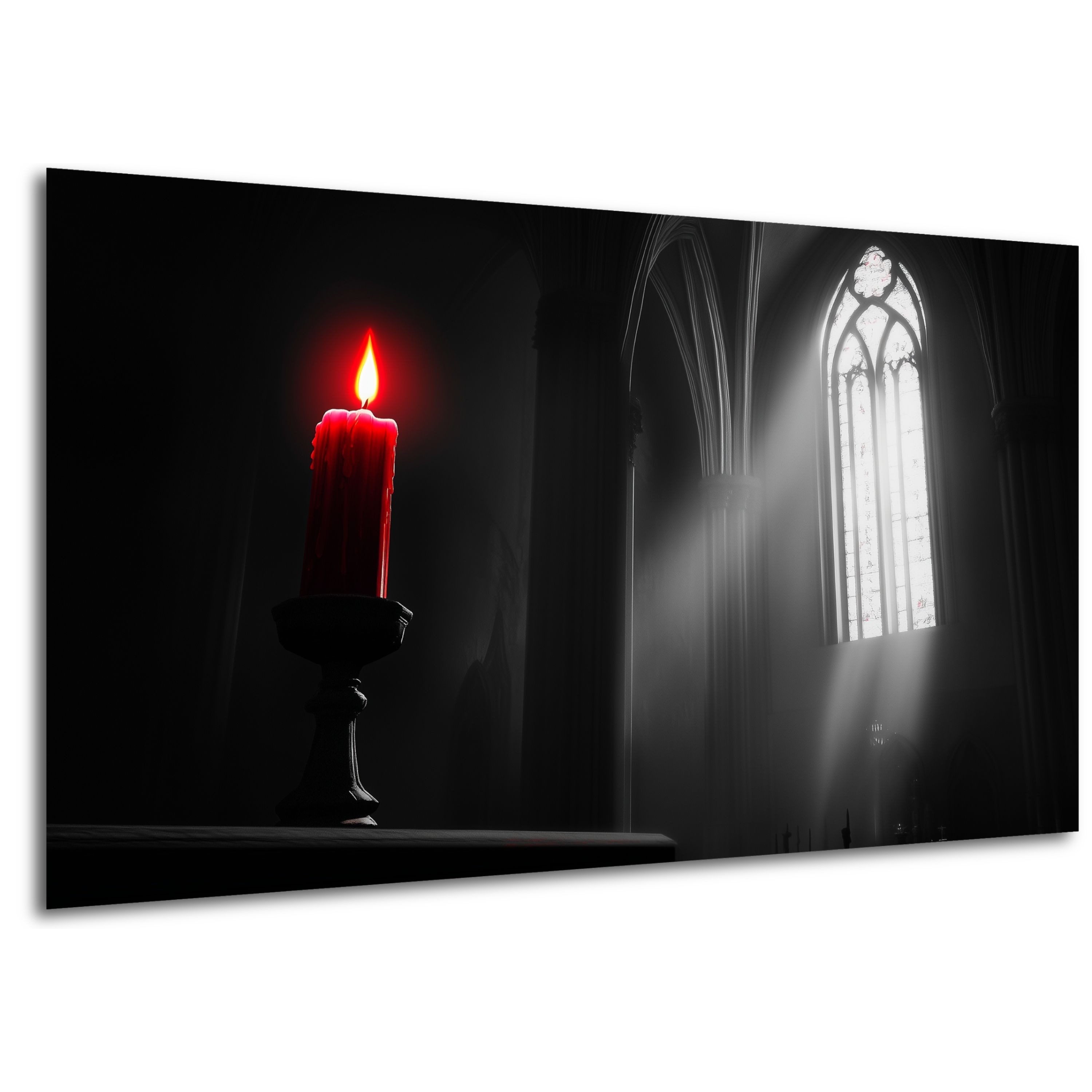 DARO Design Leinwandbild Modern Abstrakt Фрески xxl Wandbild Wand Deko Leinwand Изображения, (Rote Kerze - Bild groß Wohnzimmer Schlafzimmer Küche Esszimmer Einteilig Querformat Fotodruck Leinwände Wanddeko Abstrakte Kunst Boho), 30x20cm
