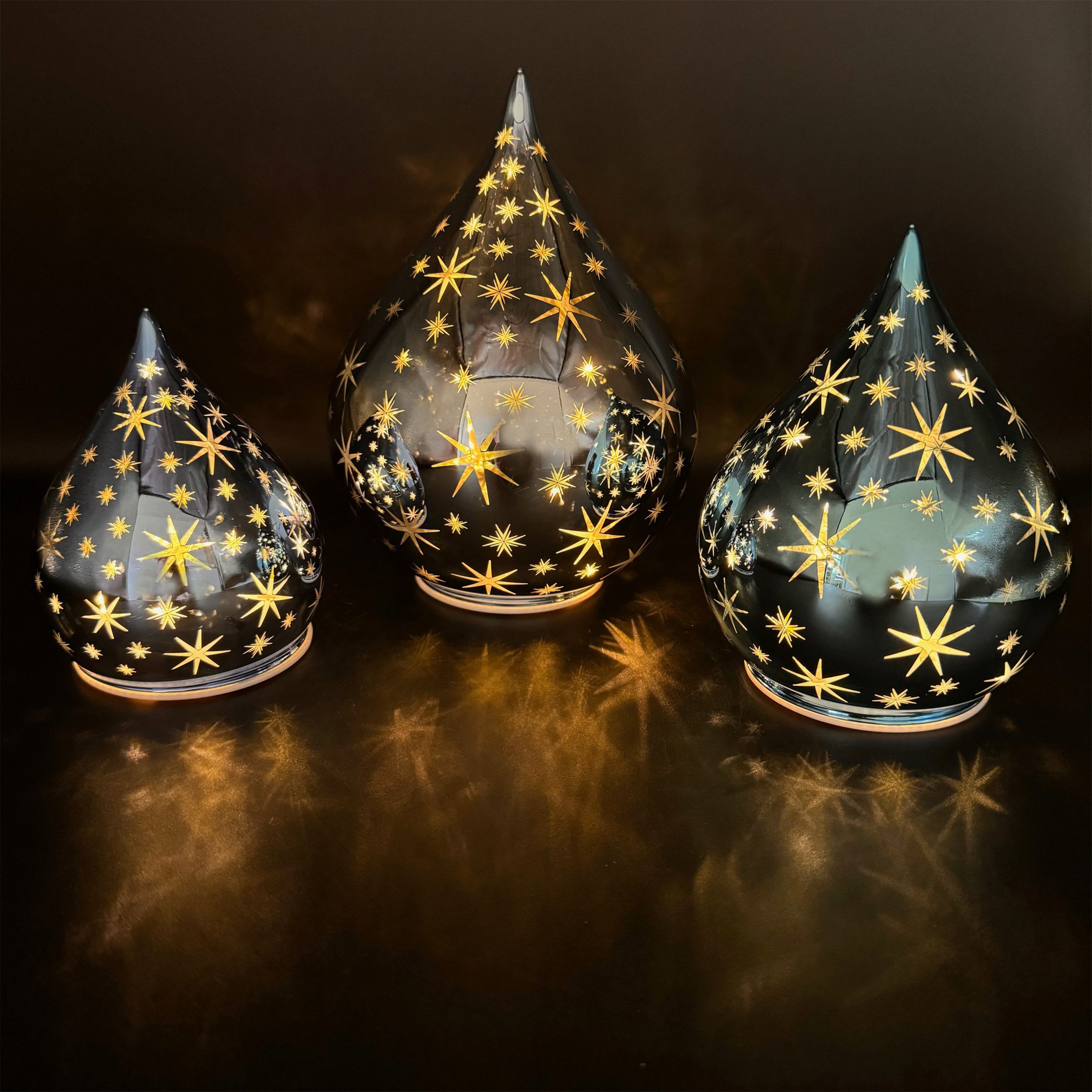 Online-Fuchs LED Dekoobjekt 3 Glastropfen mit LED Lichterkette, Leuchteffek günstig online kaufen