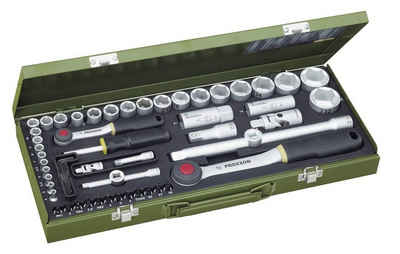PROXXON INDUSTRIAL Werkzeugset PROXXON 23040 Steckschlüssel Satz 56teilig mit 6,3mm (1/4) und 12,5mm (1/2) Ratsche, (56-St), inkl. Aufbewahrungskoffer