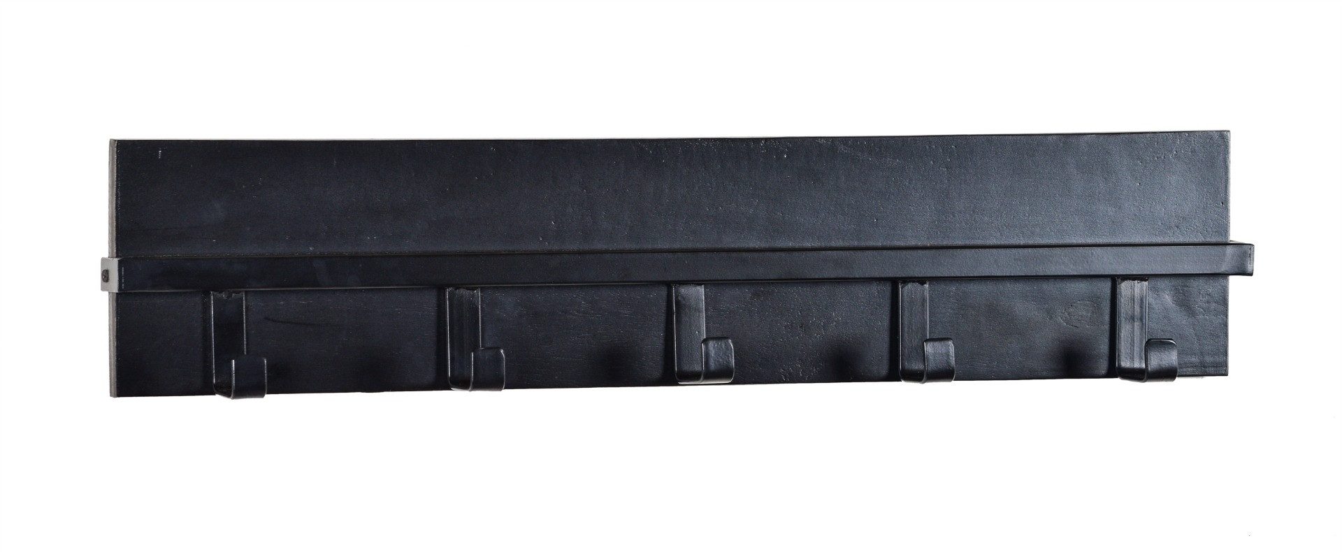 Couchcenter Garderobenpaneel Mango Holz Metall Garderobe Ethan Schwarz Wandgarderobe Wandpaneel, 5 Metall Haken