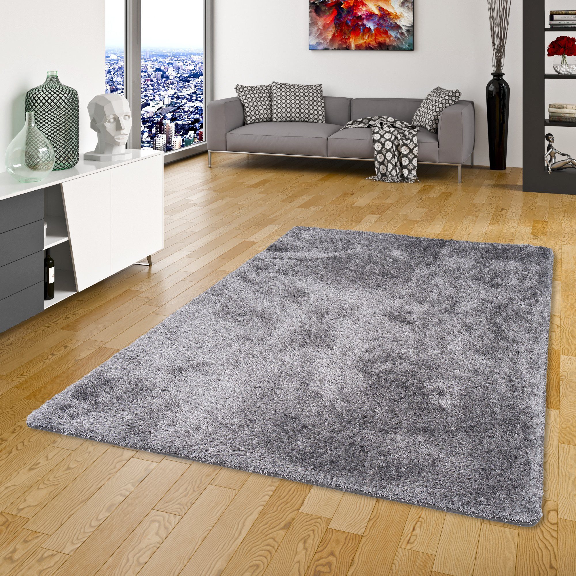 Snapstyle Hochflor-Teppich Hochflor Shaggy Teppich Luxus Feeling Mix, Rechteckig, Höhe: 48 mm
