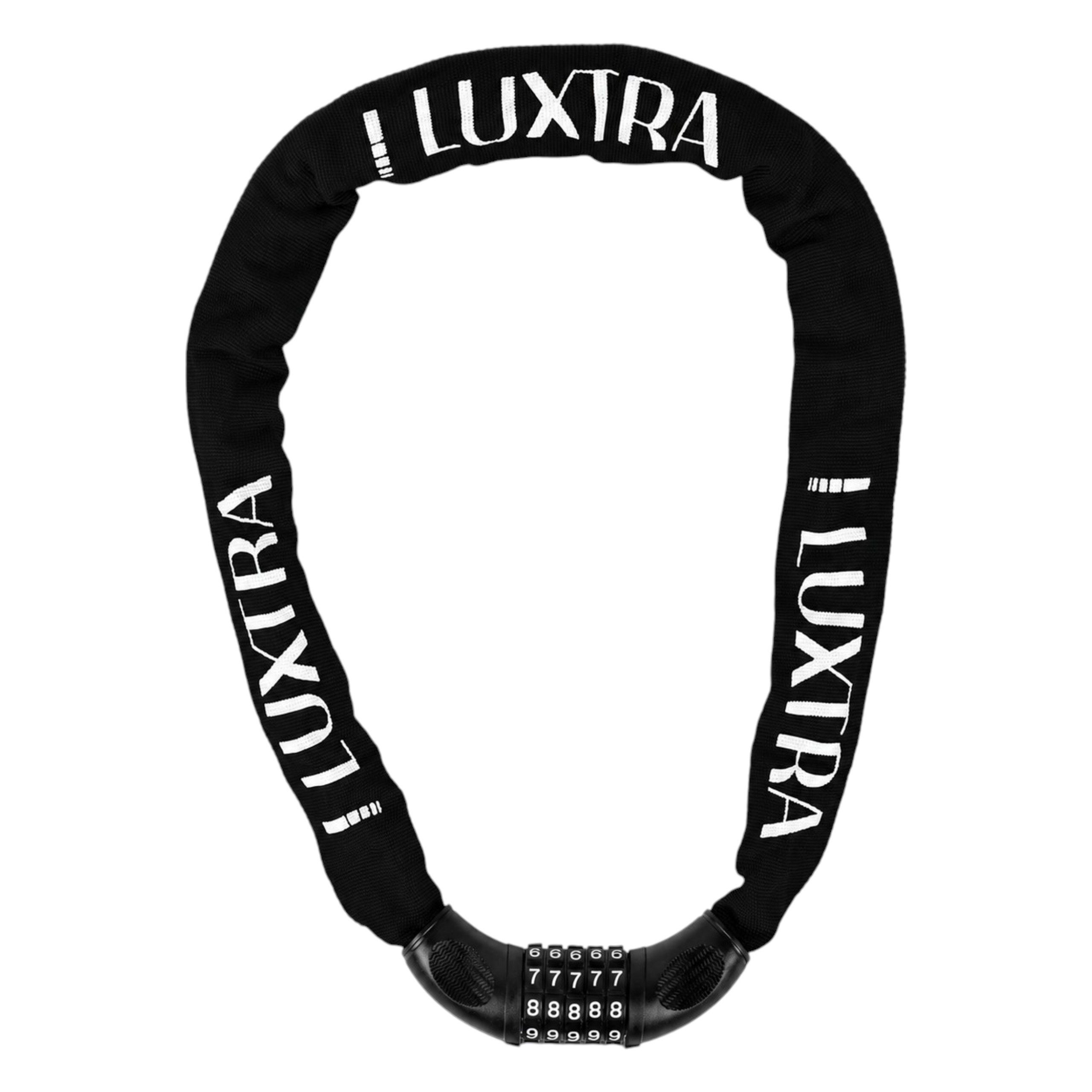 Luxtra Zahlenkettenschloss Luxtra Fahrradschloss mit Zahlencode, robust & sicher, Schwarz, 1 m