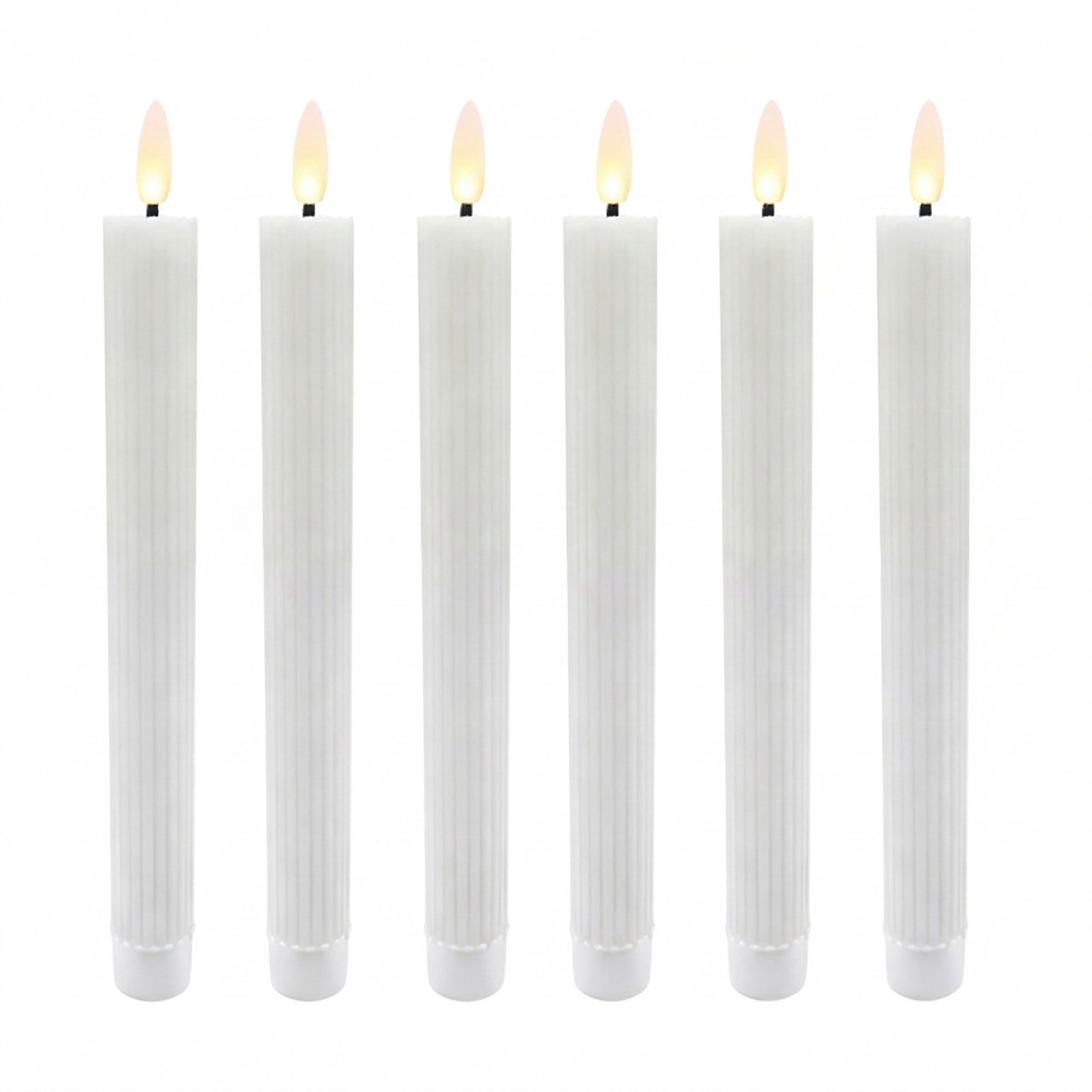 relaxdays LED-Kerze LED Stabkerzen 6er Set, weiß