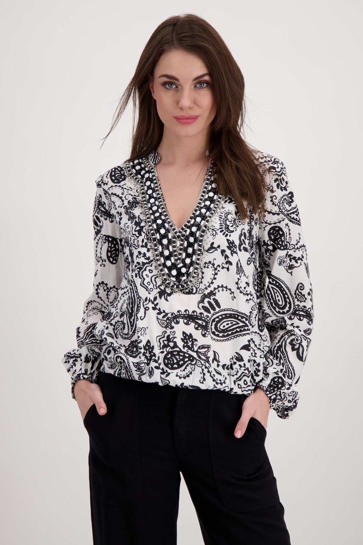 Monari Klassische Bluse Bluse mit Paisley Muster schwarz | Blusen