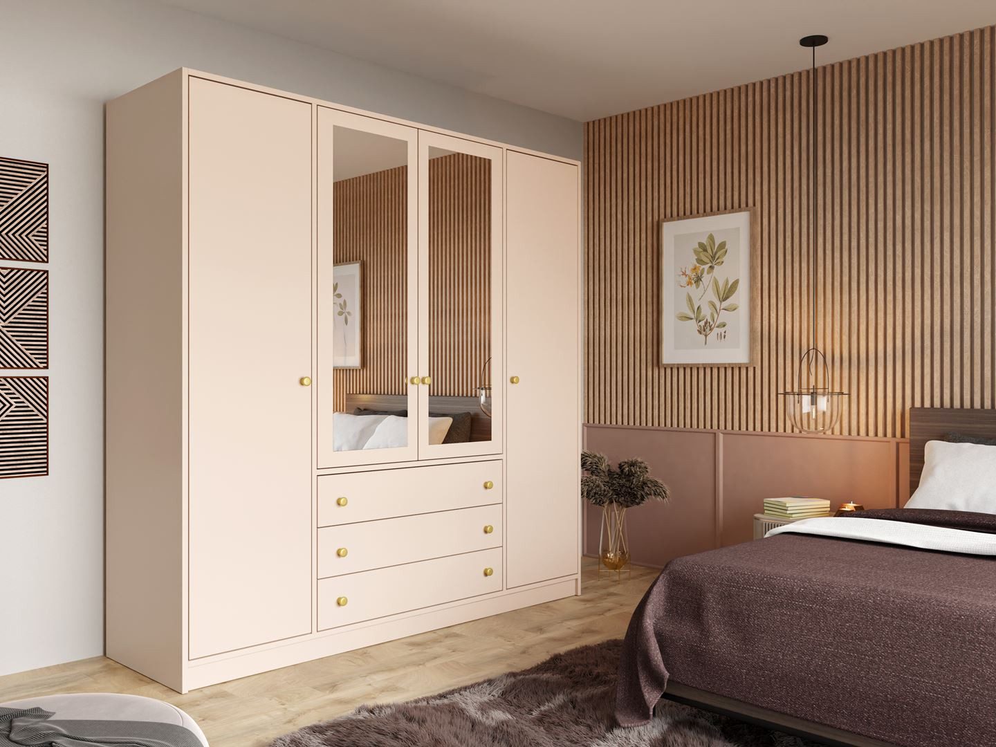 Beautysofa Kleiderschrank mit Spiegel und 3 Schubladen (Zur Auswahl: zweitürig, dreitürig oder viertürig, verschiedene Farben) Höhe 200 cm