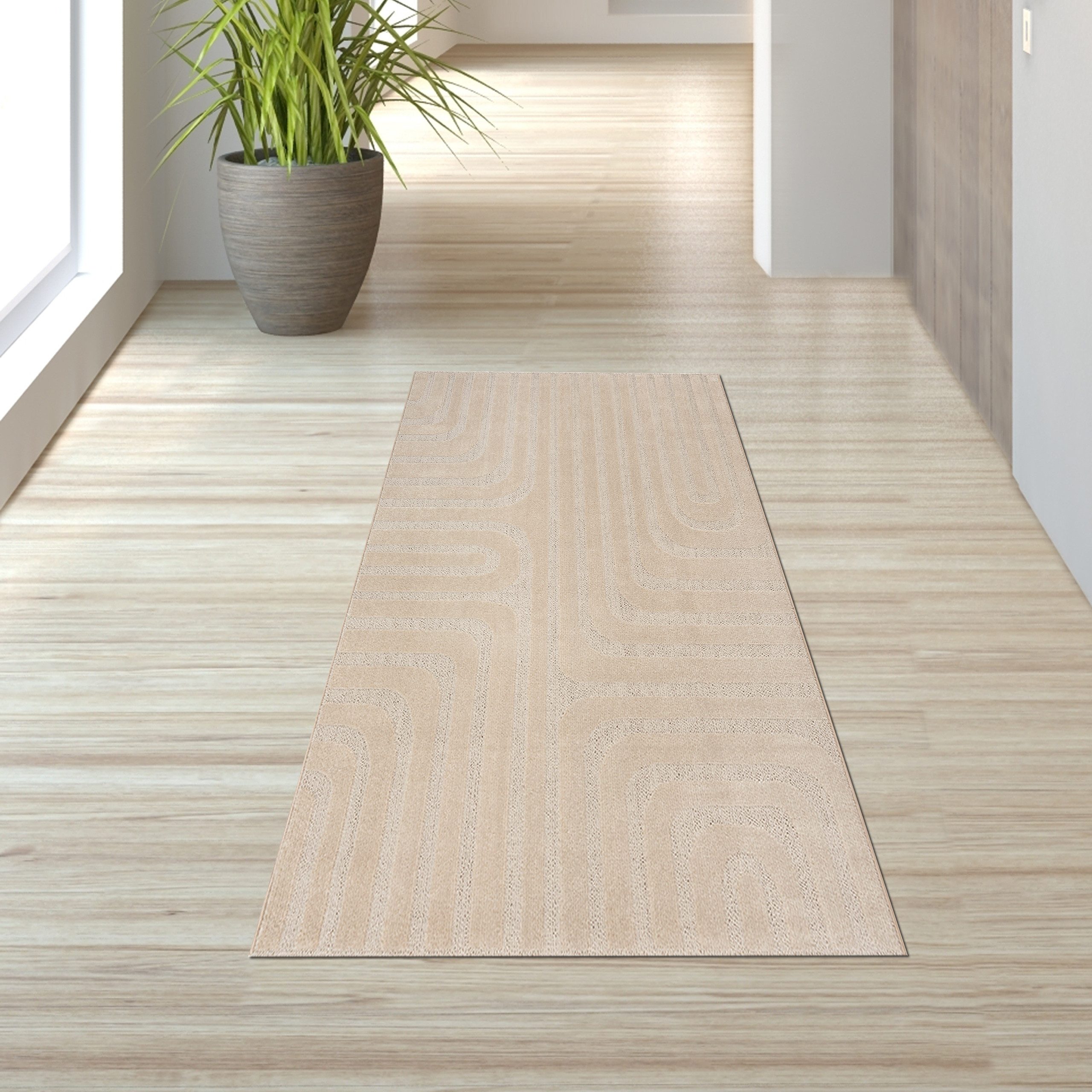 TeppichHome24 Teppich Wohnzimmerteppich Glanz strapazierfähig mit Muster in Beige, rechteckig
