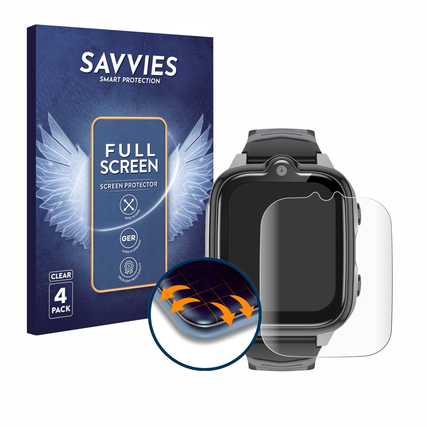 Savvies Displayschutzfolie Fullscreen Schutzfolie für Blackview Z10 1.83", 4 Stück, Displayschutz Folie Fullcover Klar Transparent