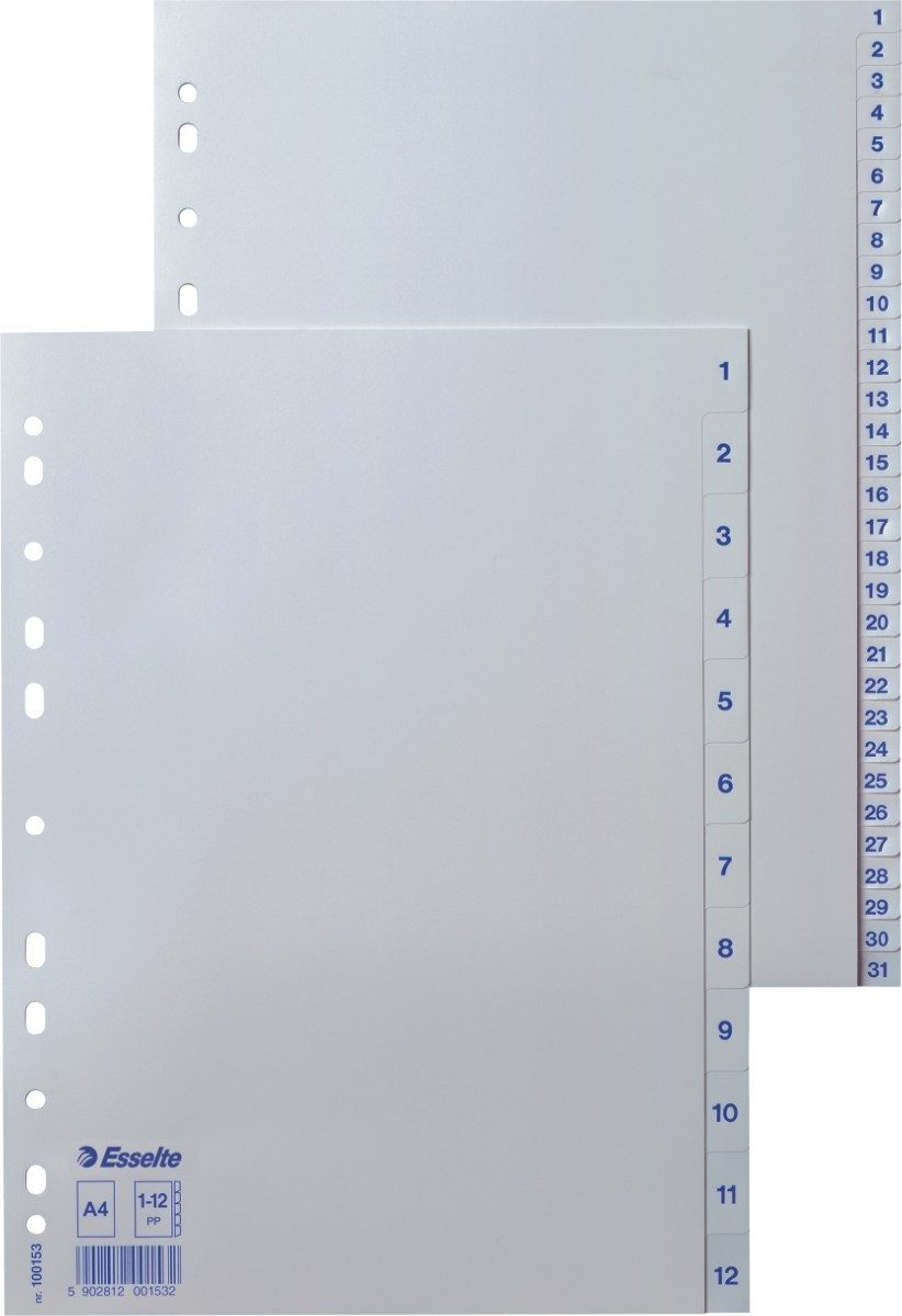 ESSELTE Aktenordner Register A4 1-12 PP weiß