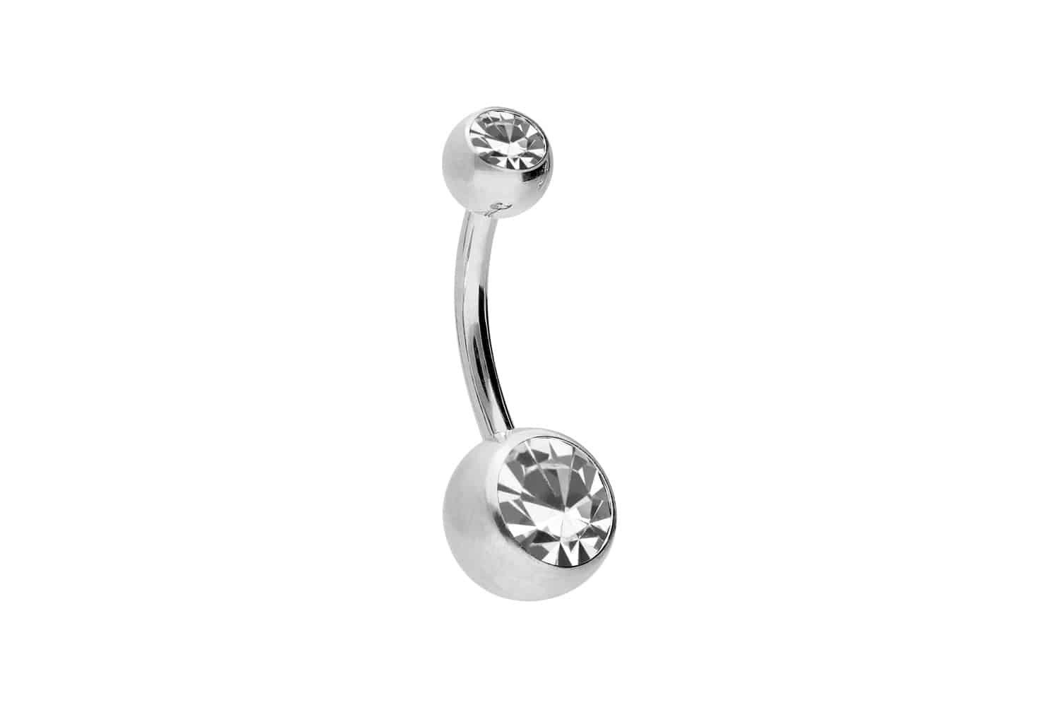 PIERCINGLINE Bauchnabelpiercing Titan Bananabell ZWEI KRISTALLE (Bananabell günstig online kaufen