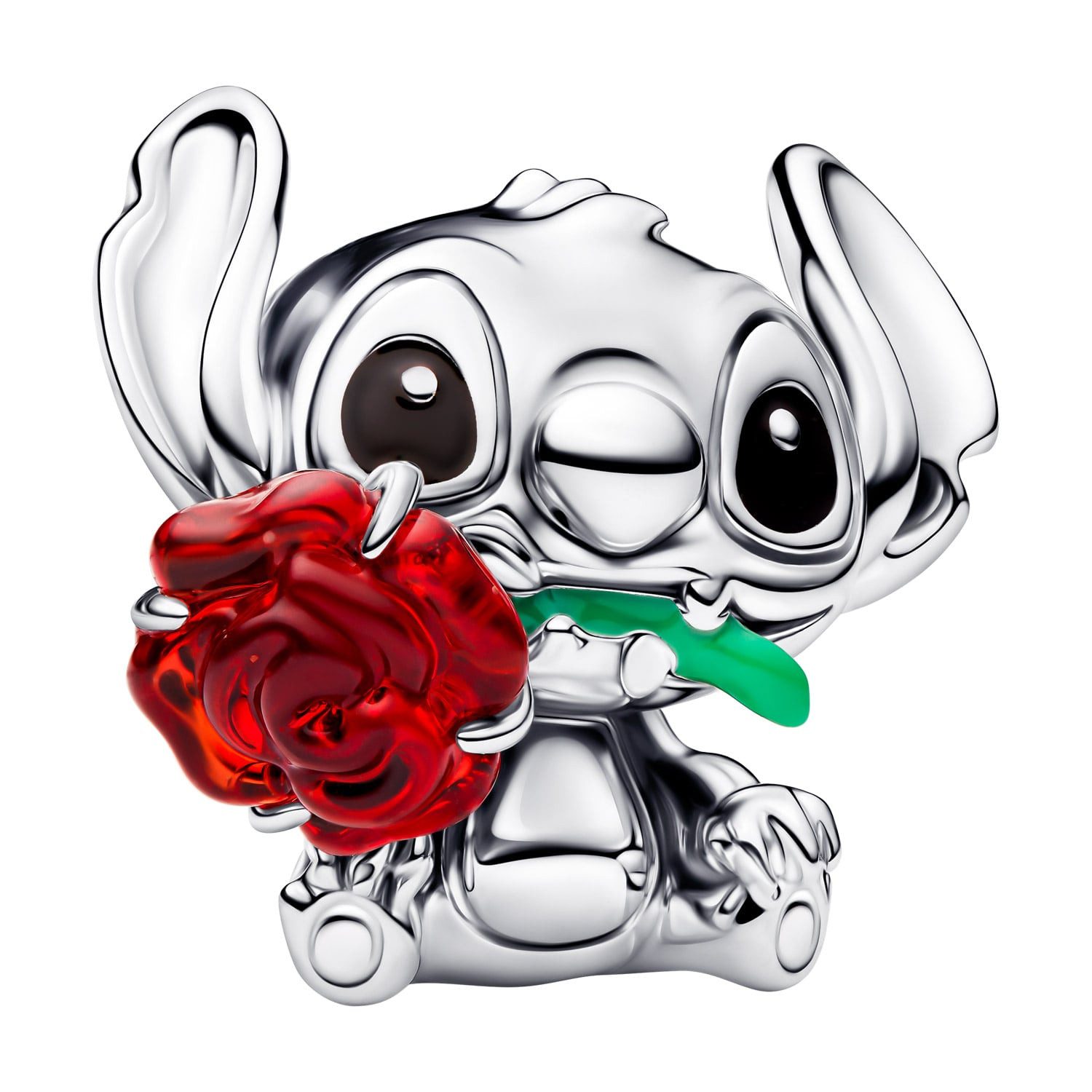Pandora Bead Silber Charm Disney Stitch mit Rose