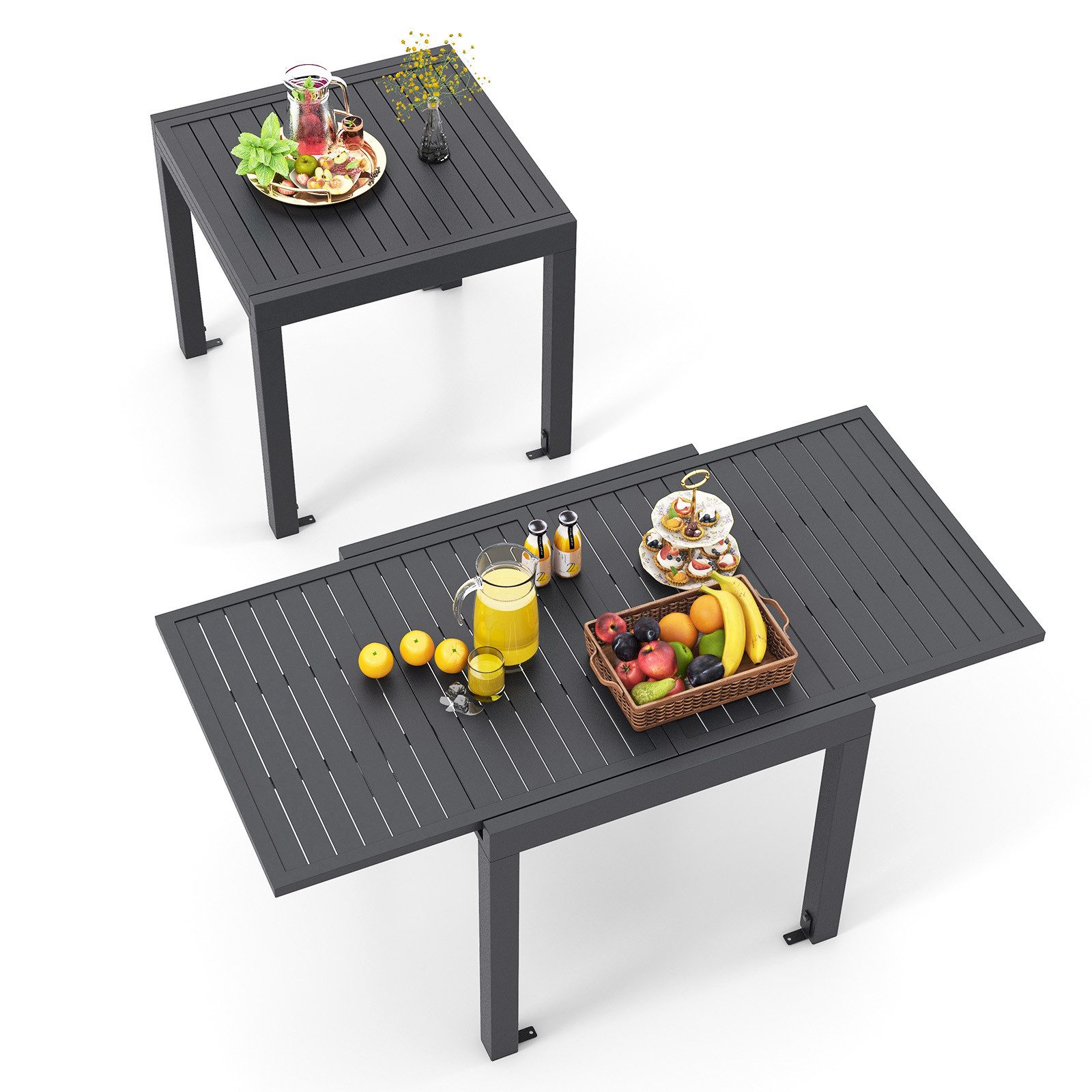 KOMFOTTEU Gartentisch, Terrassentisch wetterfest aus rostfreiem Aluminium
