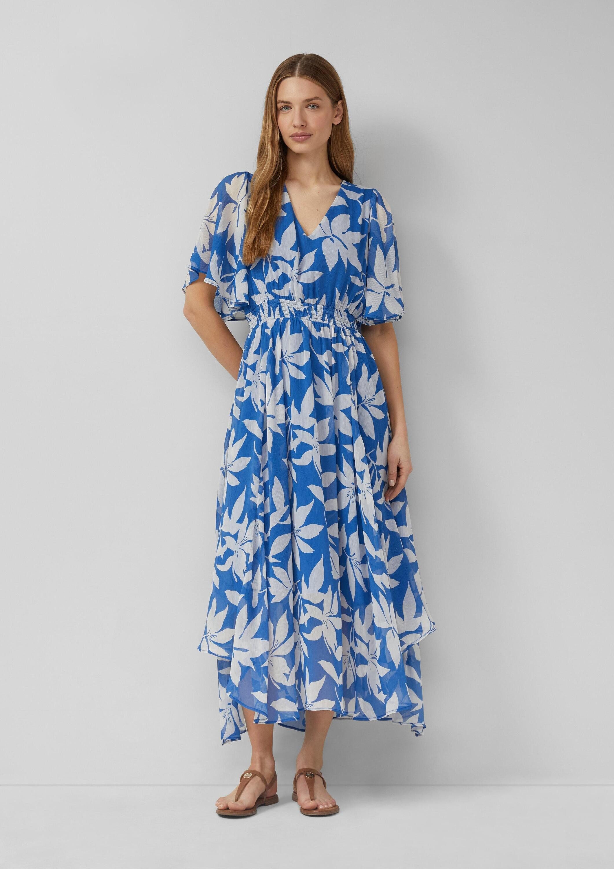 s.Oliver Maxikleid Kleid Maxikleid aus Chiffon mit gesmokter Taille