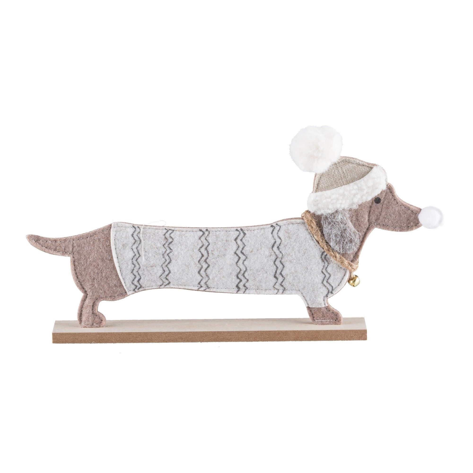 Gasper Dekoobjekt Filz-Dackel auf Holzbasis ca. 33cm Winterdeko Weihnachstd günstig online kaufen