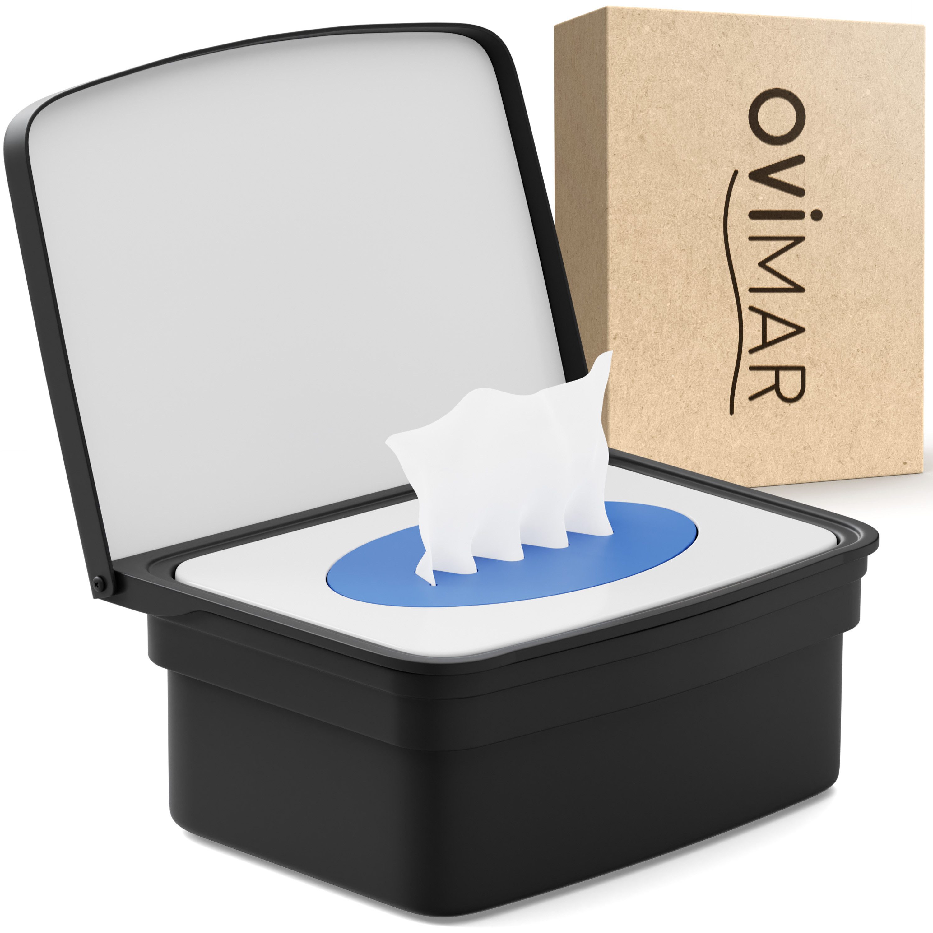 ovimar Feuchttücherbox (1 St), aus Edelstahl in Schwarz zur Zum Kleben