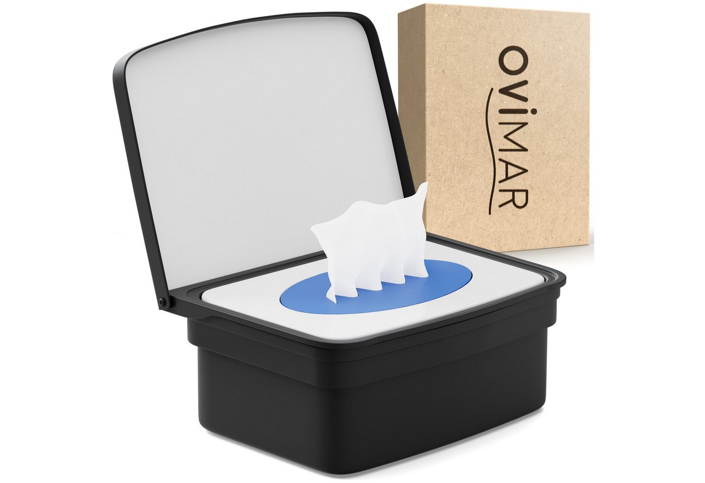ovimar Feuchttücherbox (1 St), aus Edelstahl in Schwarz zur Zum Kleben