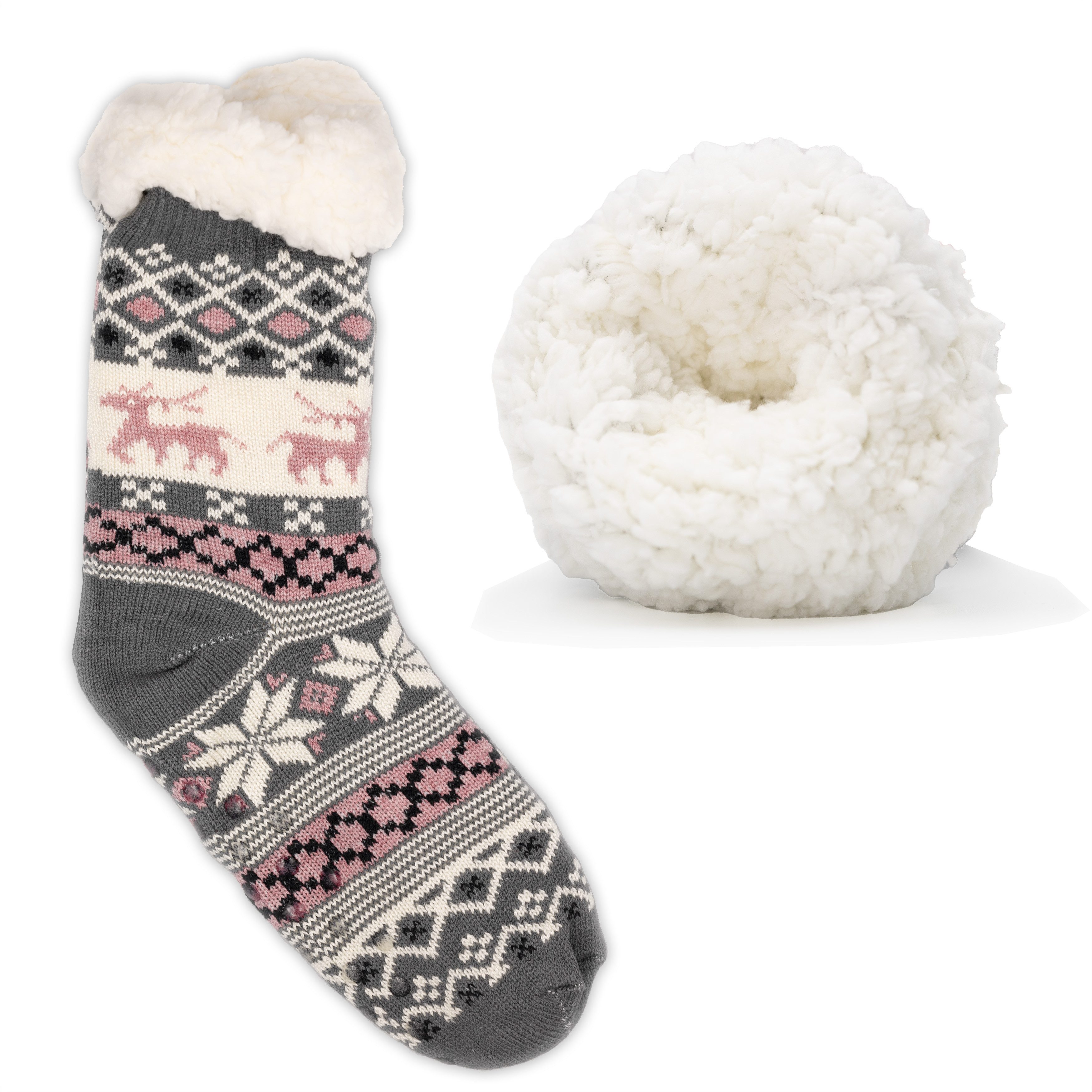 Frostfighter Носки для дома Damen Hüttensocken mit ABS Stoppersohle (1-Paar) Hüttenschuhe, Wolkenfutter, dicke sehr warme gefütterte Носки