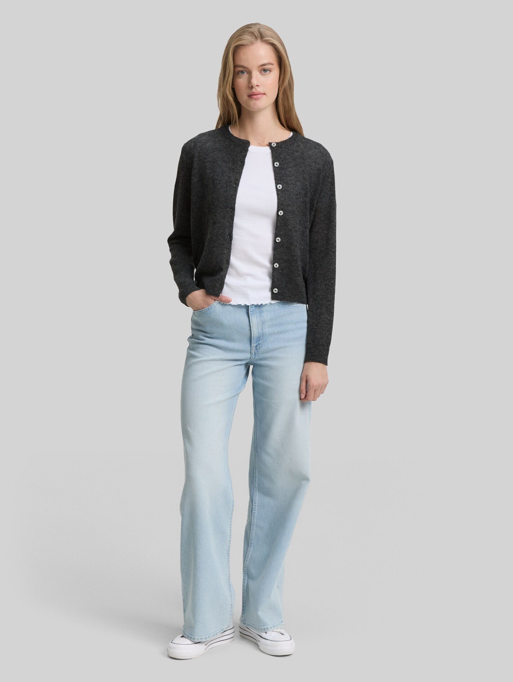 TOM TAILOR Denim Cardigan Pullover & Strickjacken Cardigan mit Rundhalsausschnitt