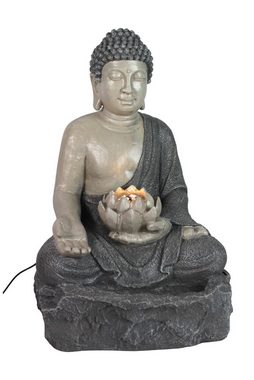Arnusa Gartenbrunnen Springbrunnen Buddha mit LED Beleuchtung 56 cm, 56 cm für Innen und Außen Buddha Statue
