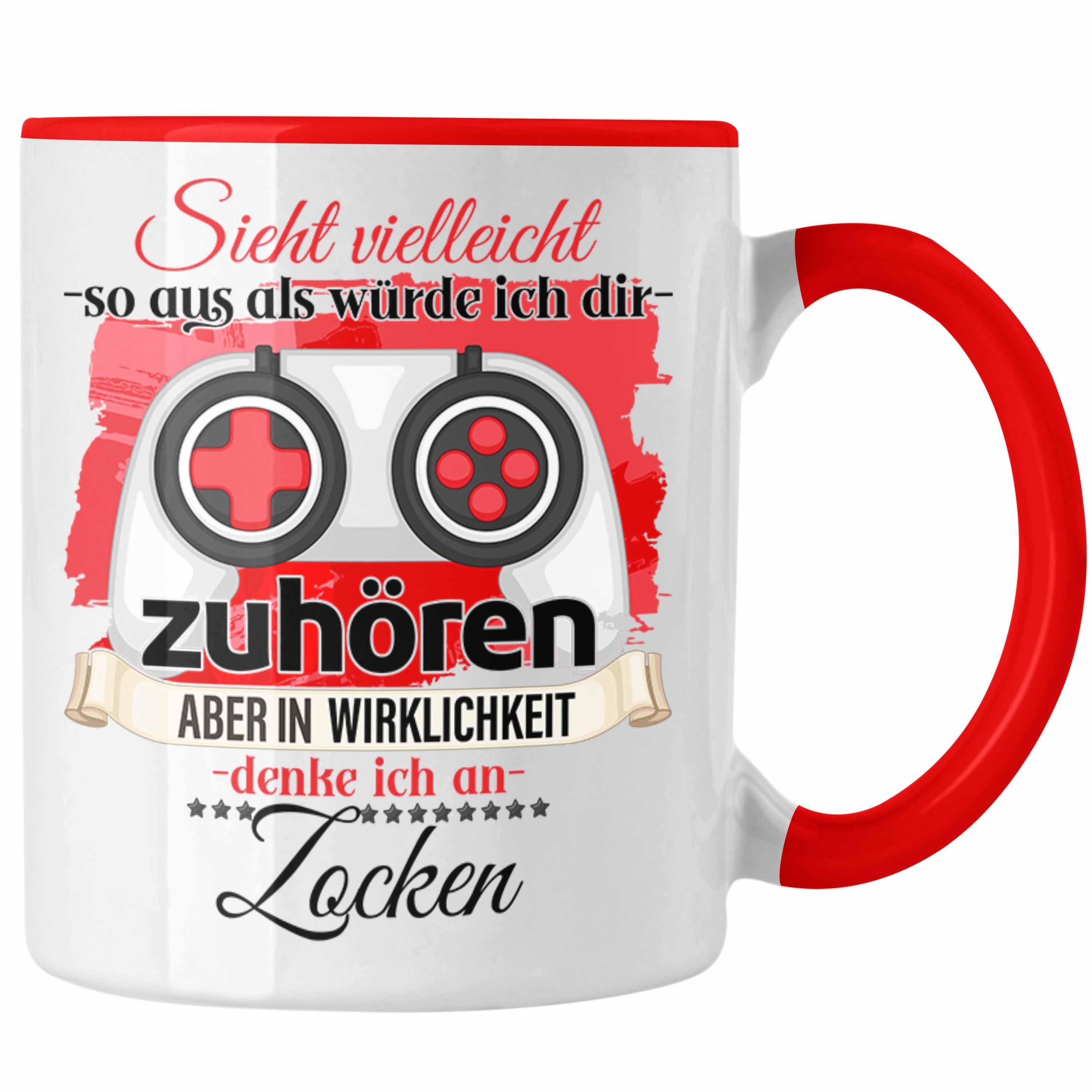 Trendation Tasse Trendation - Gamer Geschenk Tasse Zocker Liebhaber Geschenkidee Lustig Rot