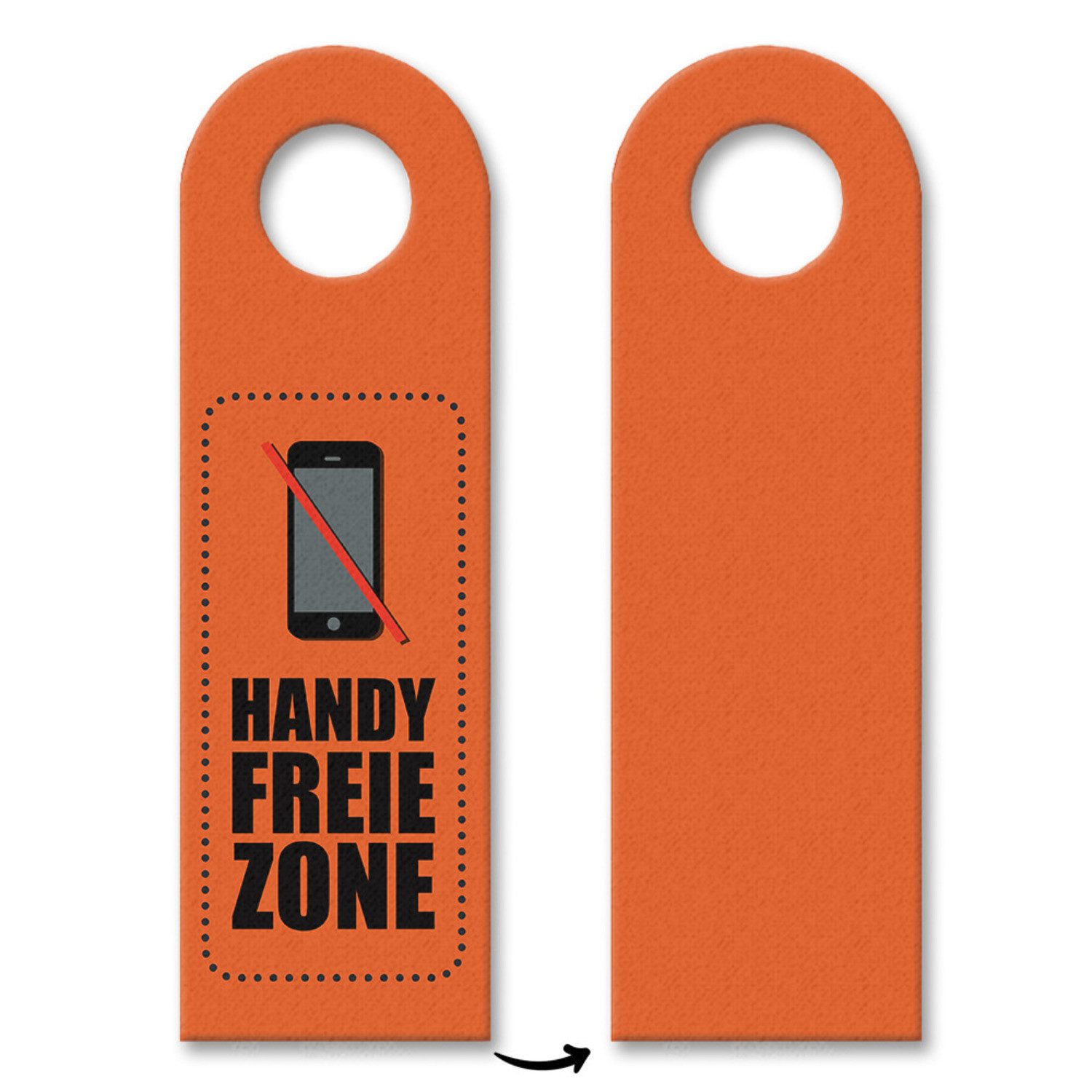 speecheese Dekohänger Handy freie Zone Türhänger in Orange Smartphone Warnung Hinweis