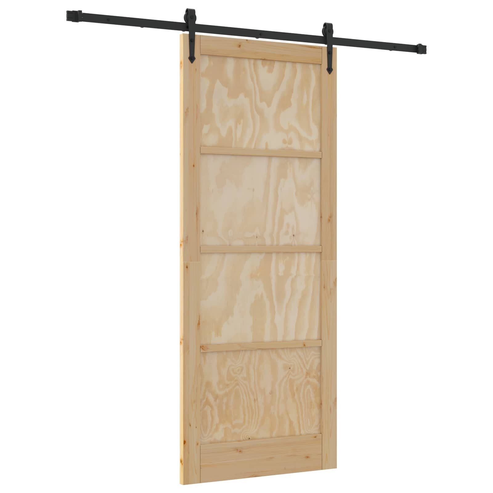 vidaXL Haustür Schiebetür ORKDAL Natürlich und Schwarz 86 x 211 cm (1-St)
