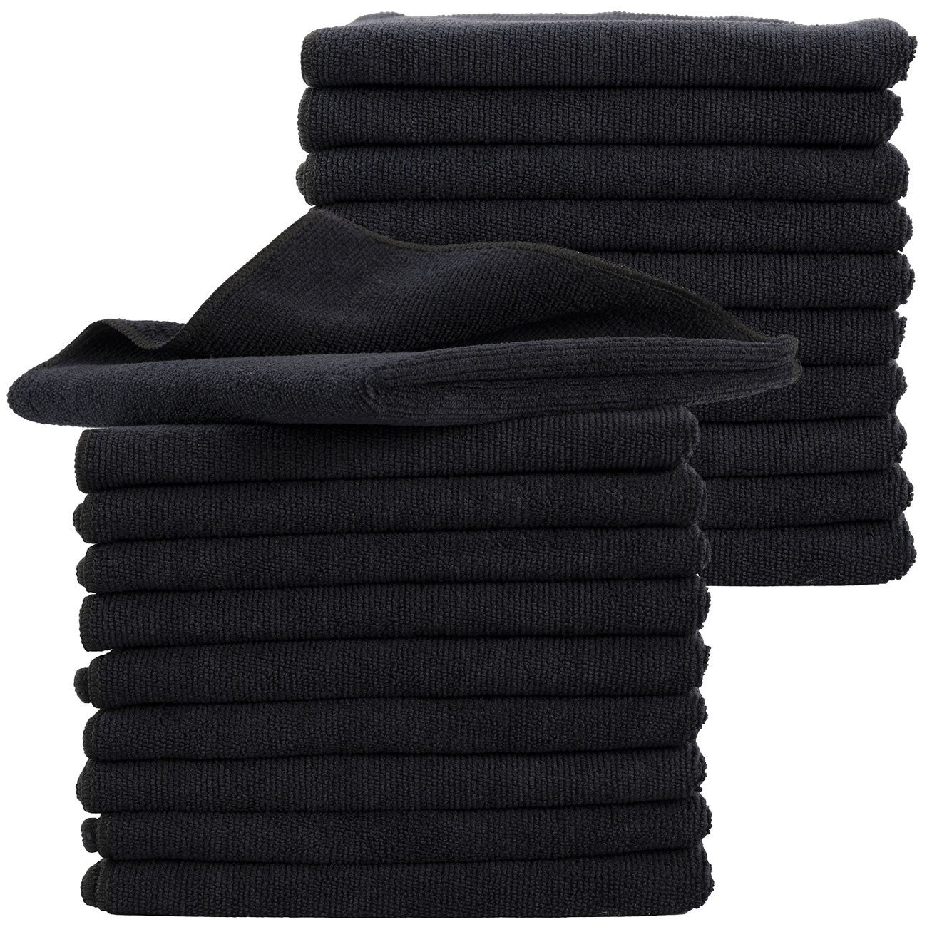 Casativo Mikrofaser-Putztücher (40x40 cm) in Schwarz: Saugstark & fusselfrei Mikrofasertuch (20-tlg., Waschbar und trocknergeeignet)
