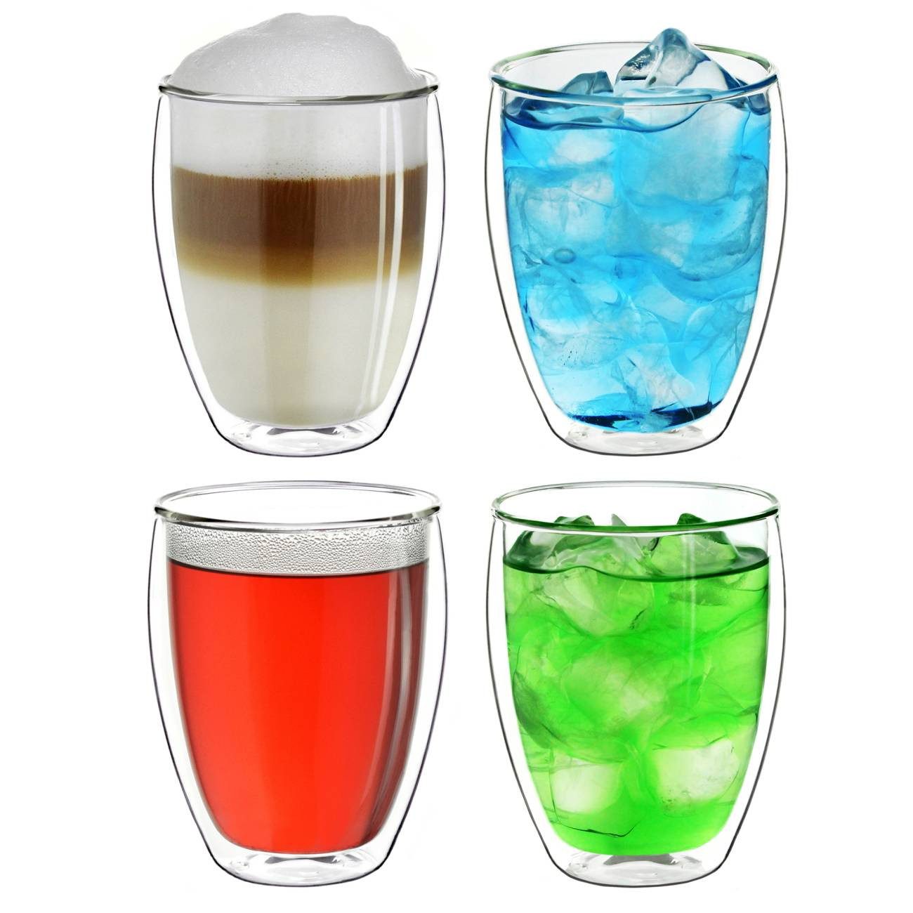 Creano Teeglas Thermoglas “hoch” 4er-Set 400ml, 4-tlg., Borosilikatglas, 4x teilig