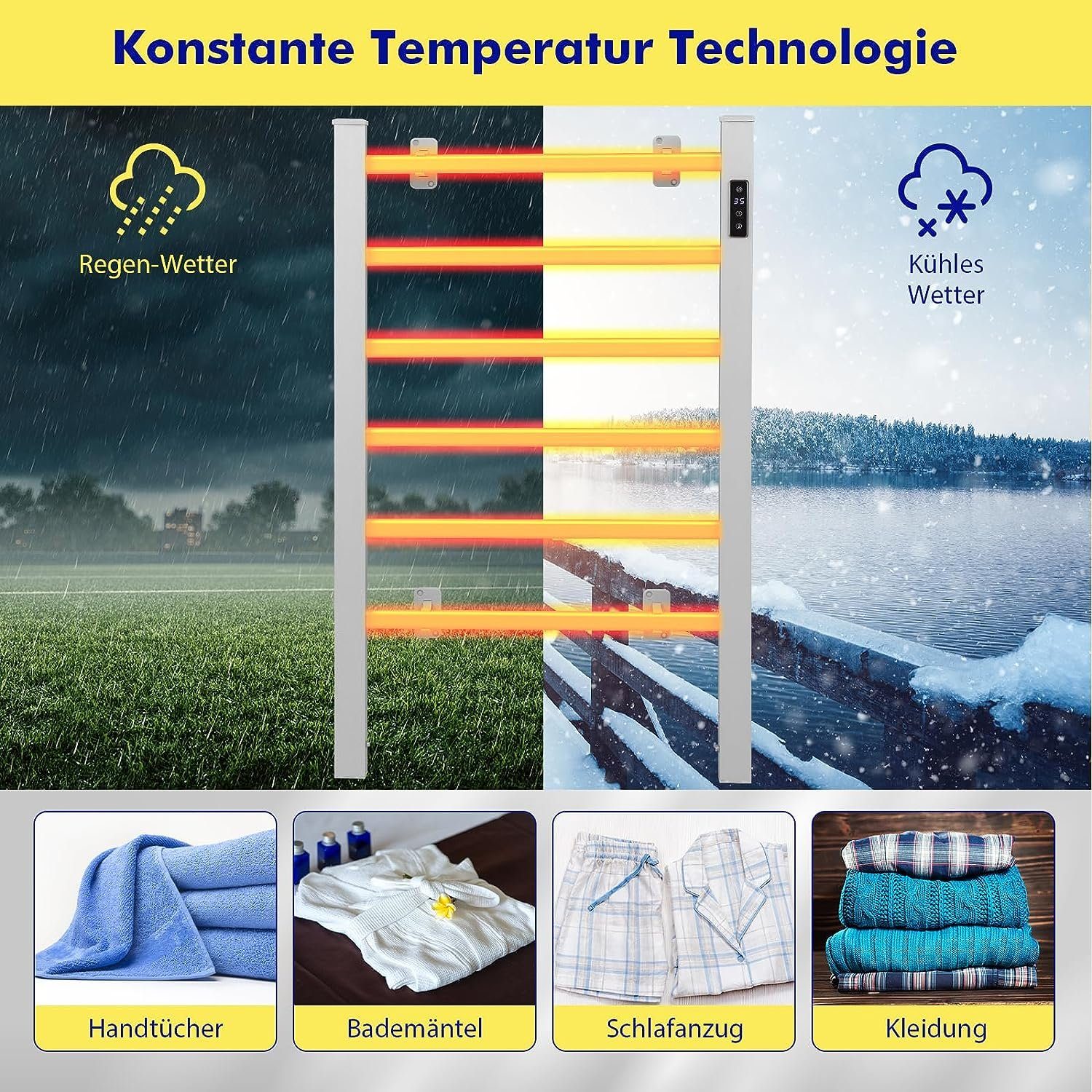 KOMFOTTEU Elektrischer Badheizkörper, mit Touchscreen, 53 x 86cm günstig online kaufen