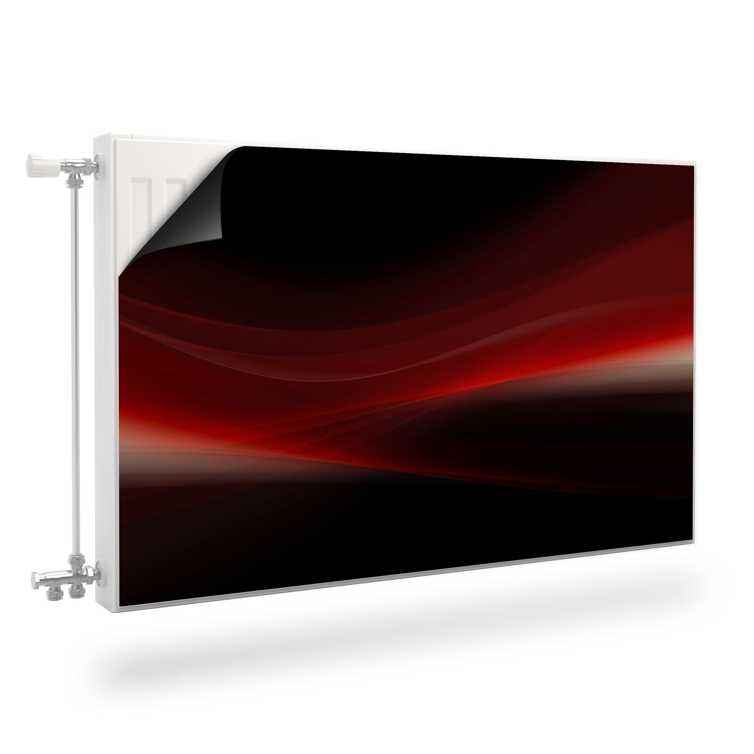 Muralo Magnetfolie Heizkörperverkleidung – Heizkörperabdeckung magnetisch Magnetmatte, Abstrakte rote Welle – 80x60 cm, abriebfest, abwischbar