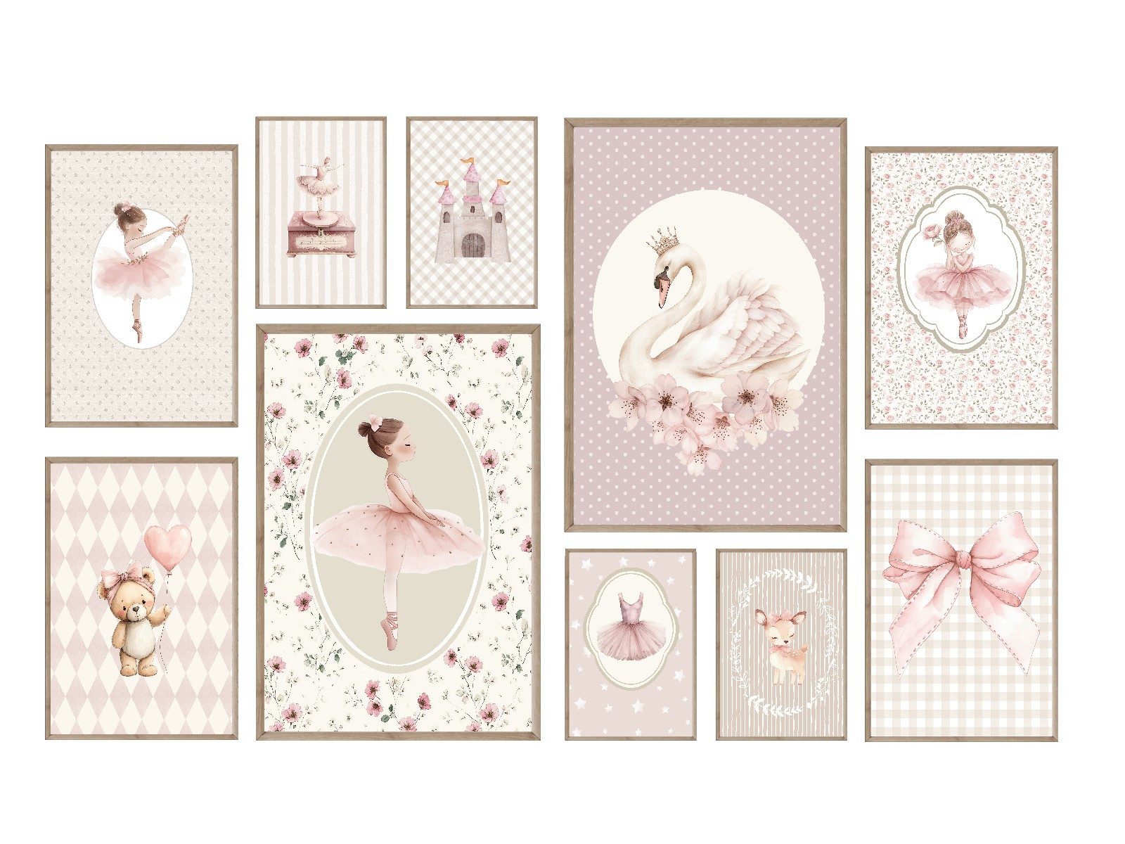 homestyle-accessoires Poster Kinderzimmer Bilderwand 10erSet Bilderset Baby BALLERINA, (10 St), - Ohne Bilderrahmen - Sorgfältige & sichere Verpackung