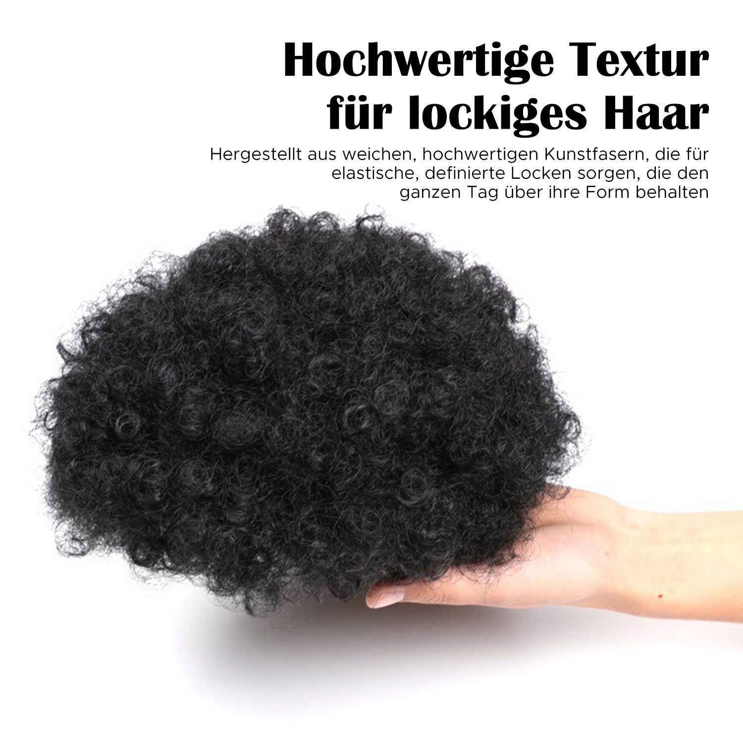 Refttenw Kunsthaarperücke Puff Hair Bun Kurzes Lockige Haar mit Kordelzug, Synthetische Chignon Haar Bun mit Clips