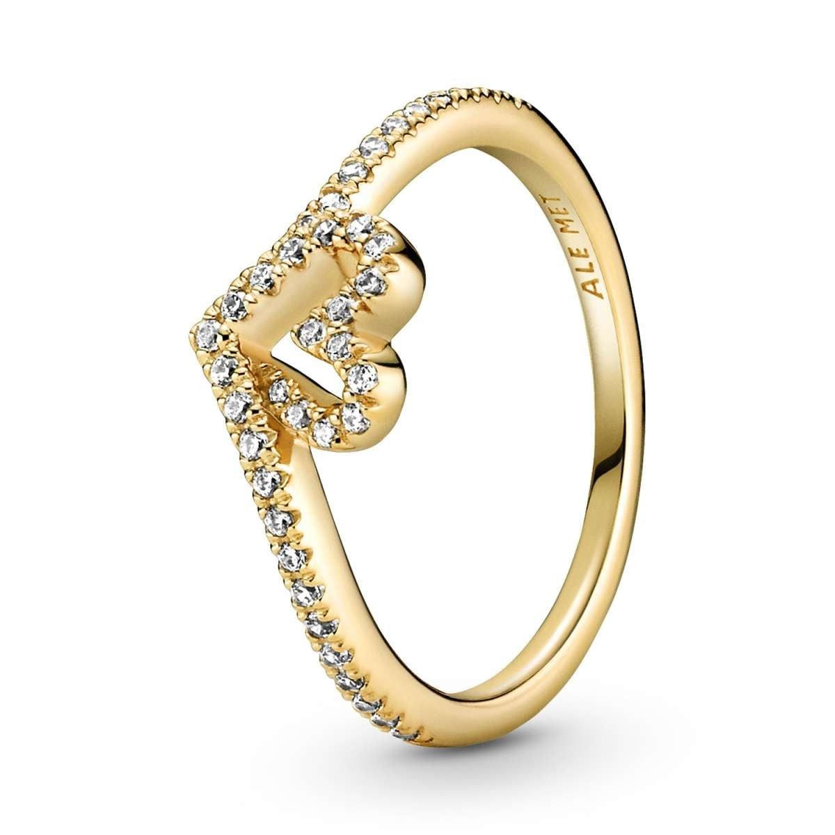 Pandora Fingerring 169302C01, Damenring Herz Funkelnder Wunsch Goldfarben