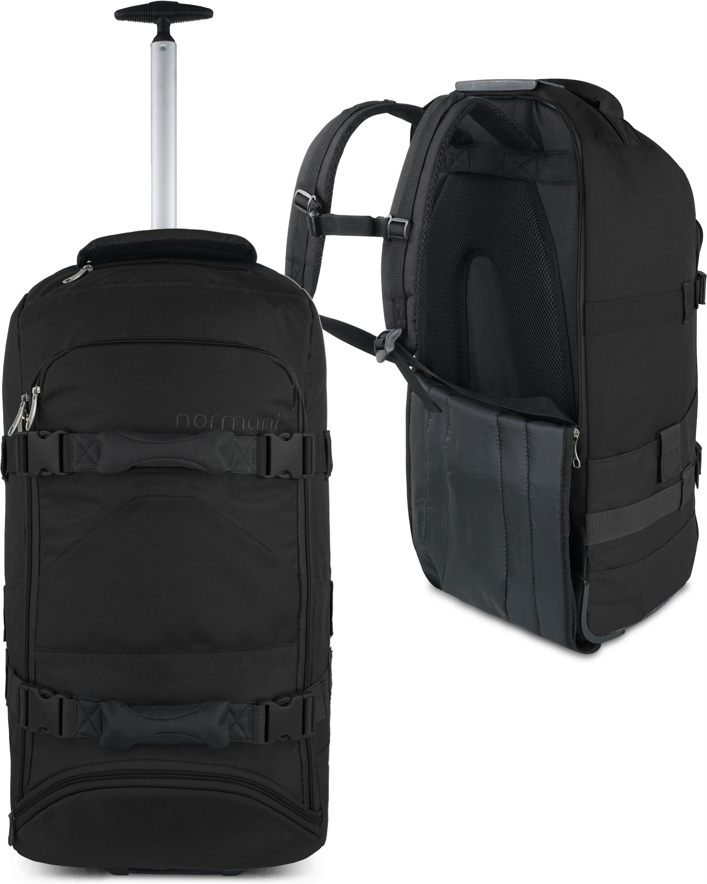 normani Reisetasche Reisetasche mit Rollen und Rucksackfunktion, Reise-Trolley mit 5 Fächern und 90L