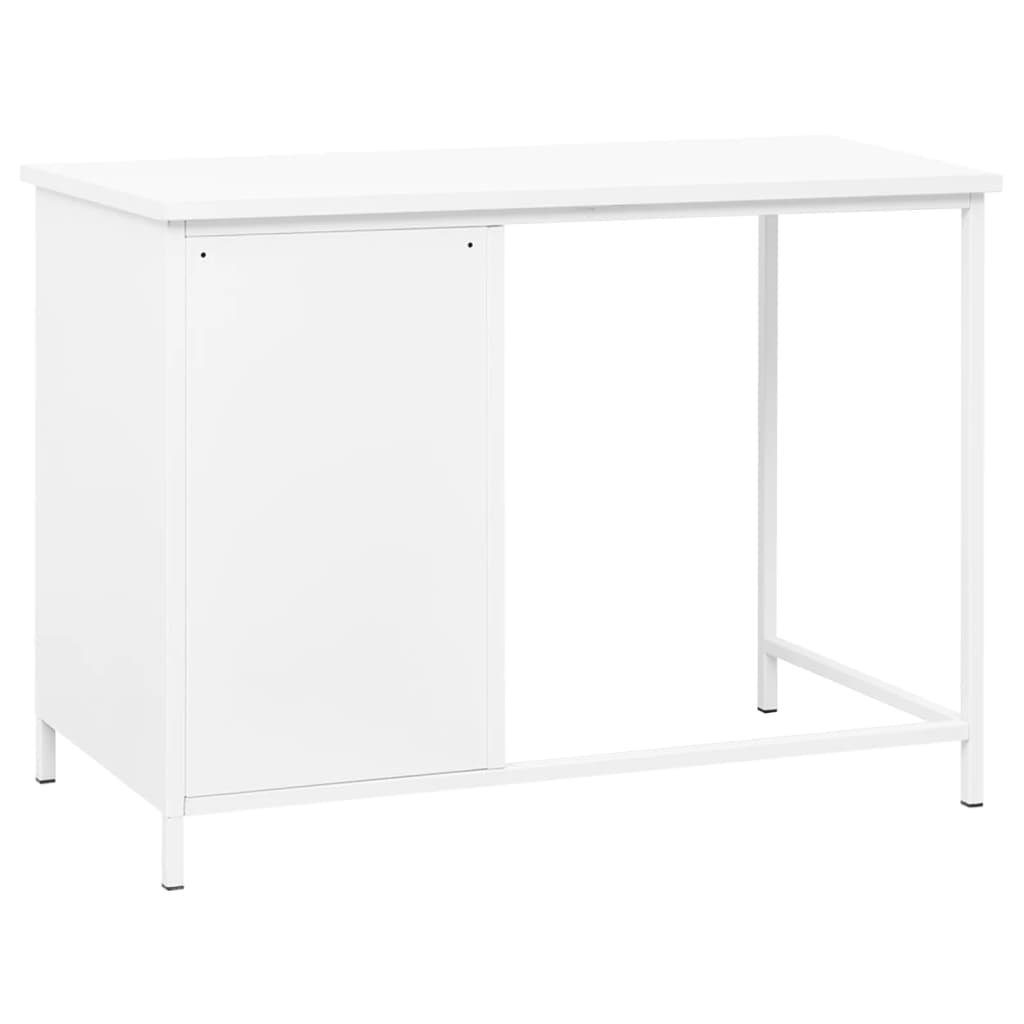 vidaXL Schreibtisch Weiß Weiß | Schubladen Weiß Industrie-Stil 105x52x75 cm Schreibtisch mit
