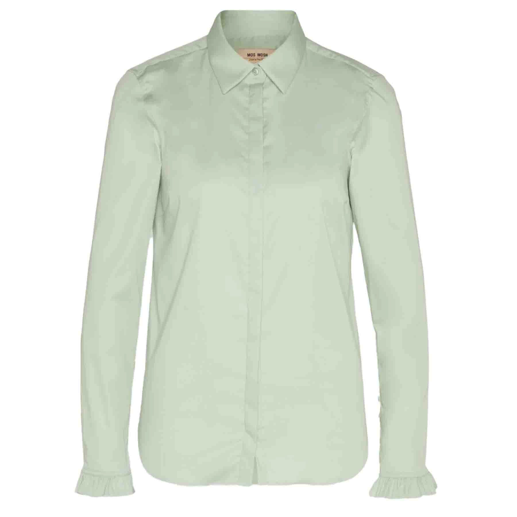Mos Mosh Langarmbluse MOS MOSH Hemdbluse MATTIE FLIP mit Baumwolle - Smoke Green