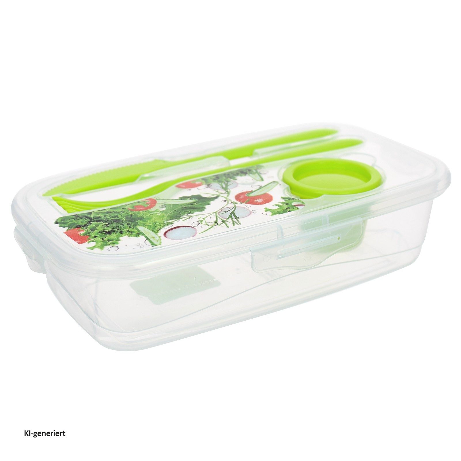 Neuetischkultur Lunchbox Frischhaltedose mit Besteck 2 Stück Easylunch, Kunststoff, (2-tlg., 2 Dosen mit Deckel und Besteck in 2 verschiedenen Farben), Lunchbox Salatbox To Go