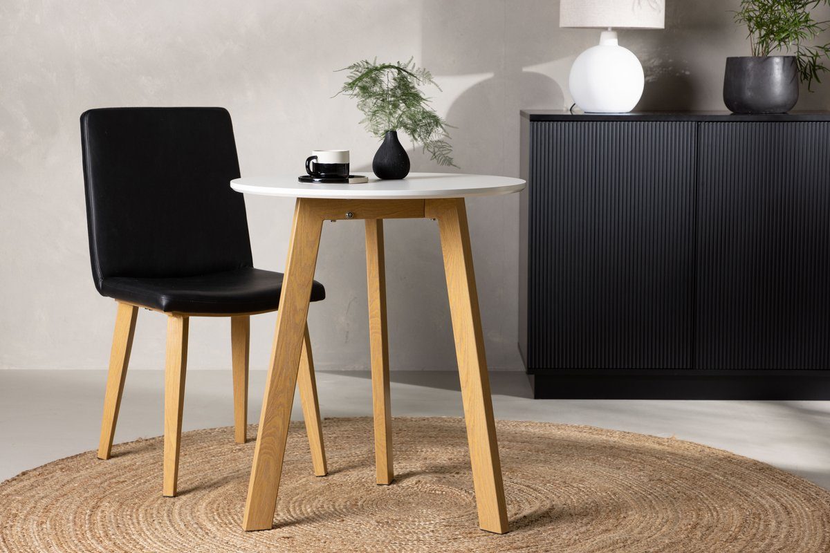 BOURGH Esstisch LEONORA - Runder Tisch ⌀65cm - weiße Platte im Nordic Style, Tischplatte aus sehr haltbarem MDF Material