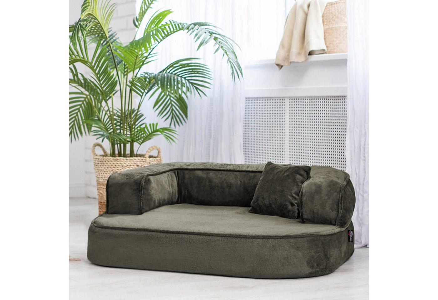 Thumbnail - tierlando® Tierbett Orthopädisches Hundesofa SHARLEEN VISCO PLUS kuscheliger Teddystoff