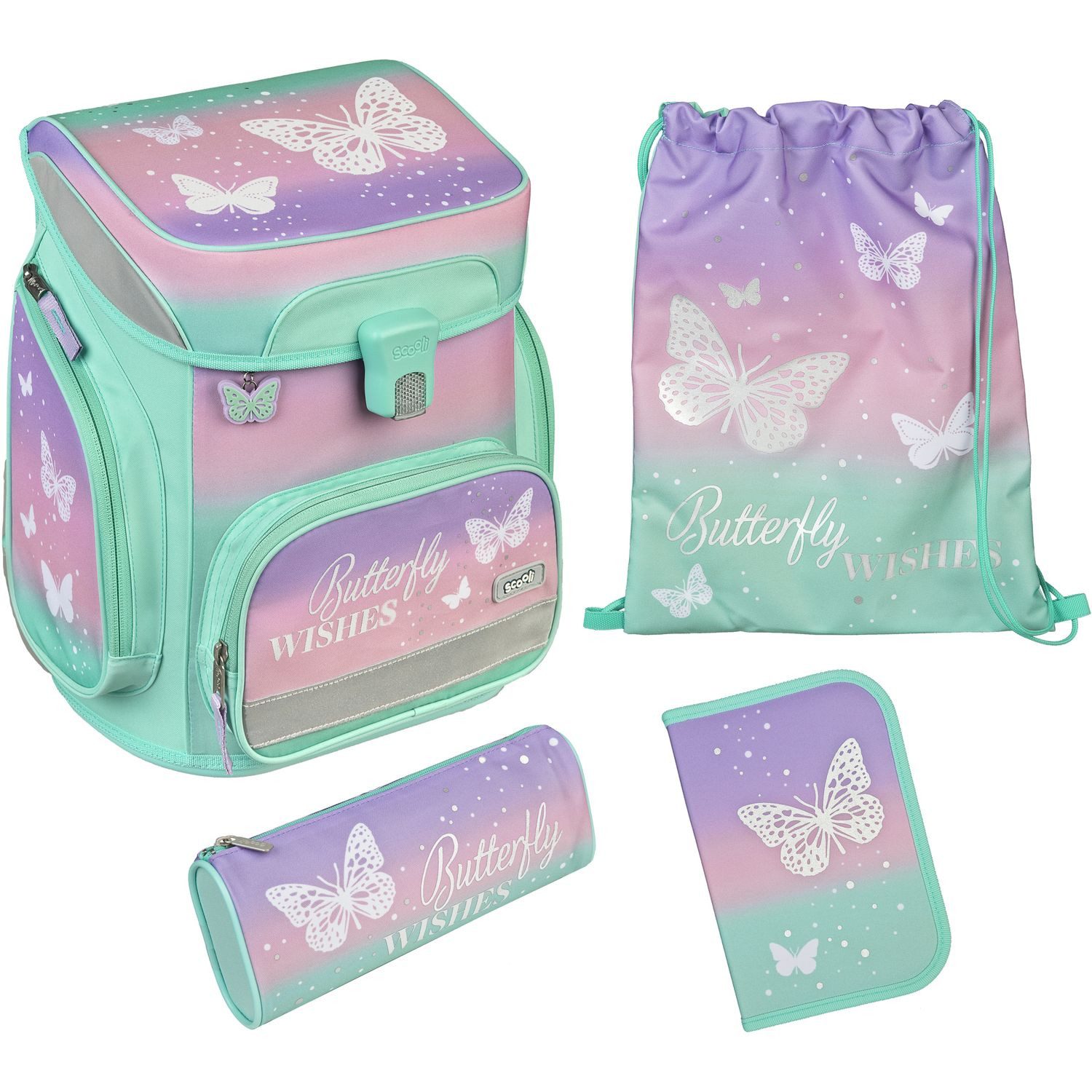 Scooli Schulranzen EasyFit Schulranzen Set 5-tlg. Butterfly Wishes