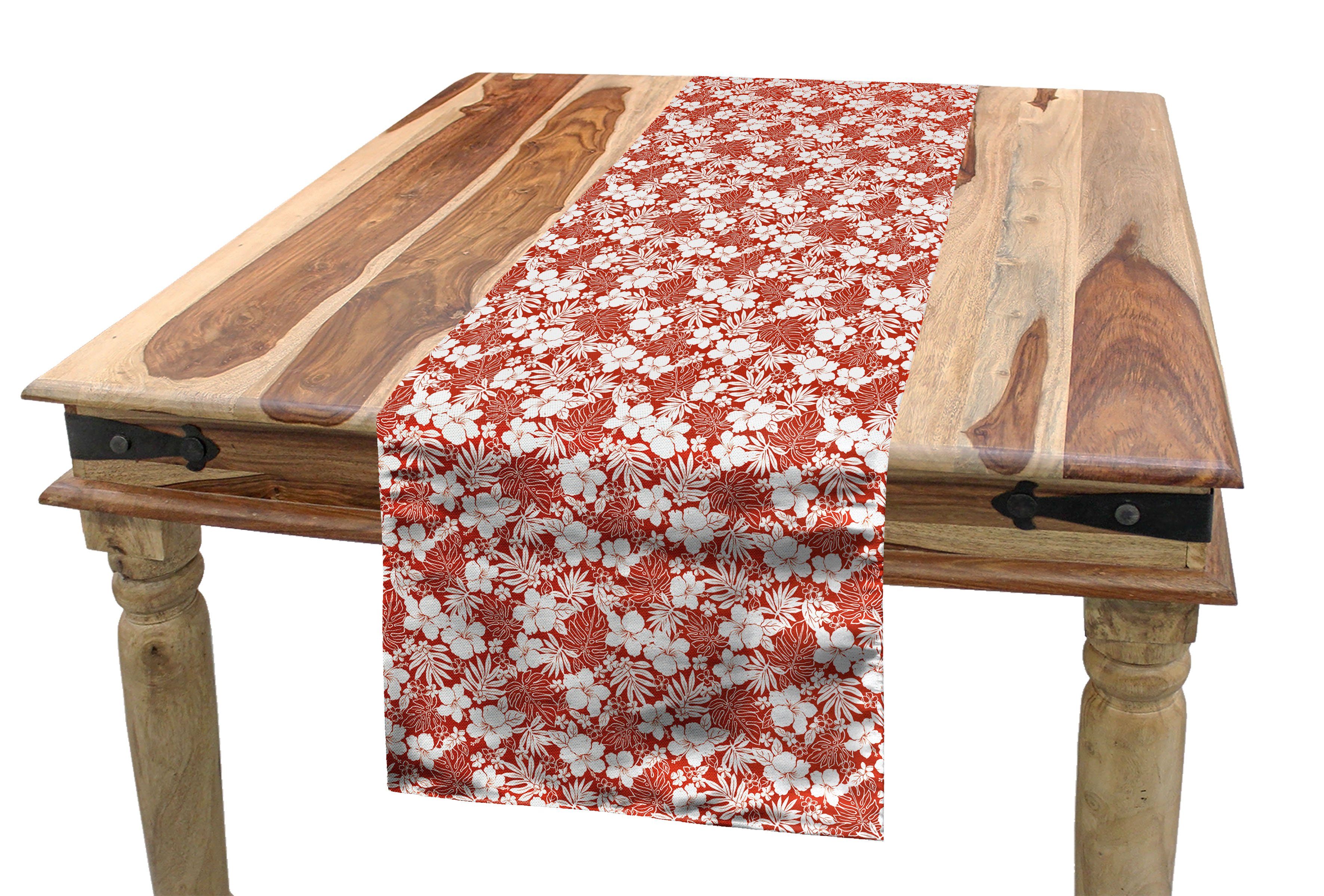 Abakuhaus Tischläufer Esszimmer Küche Rechteckiger Dekorativer Tischläufer, Luau Exotische Blumen Hawaii