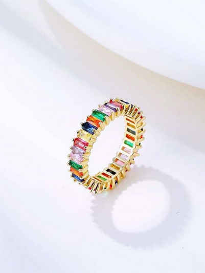 ENGELSINN Fingerring Ring Color kubanischer Gold Ring Bunt mit Steinen (1-tlg), hochwertige Verarbeitung