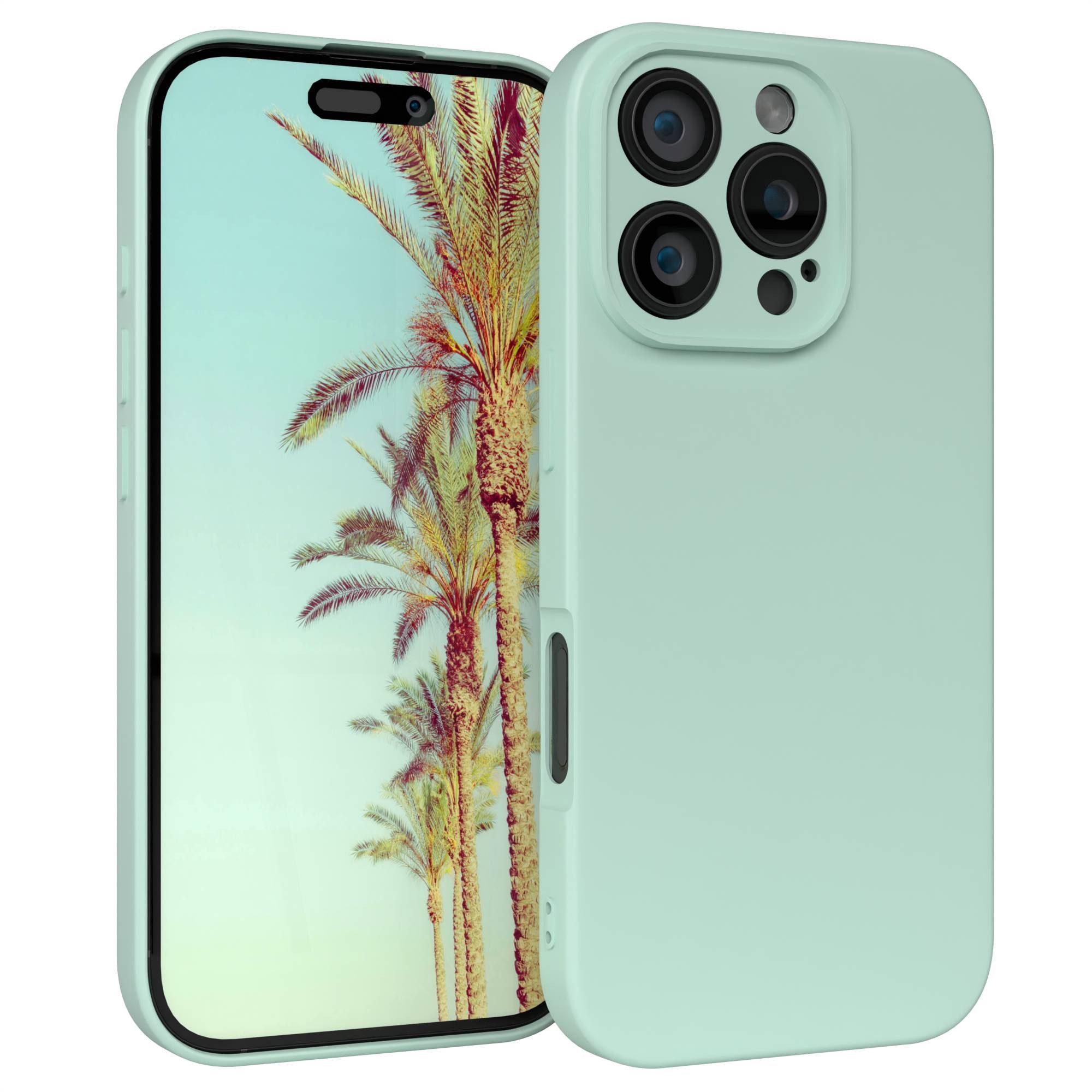 EAZY CASE Handyhülle für Apple iPhone 16 Pro Hülle Silikon 6,3 Zoll, Hülle Silikon kratzfest Smart Slimcover Bumper Case Etui Mint Grün