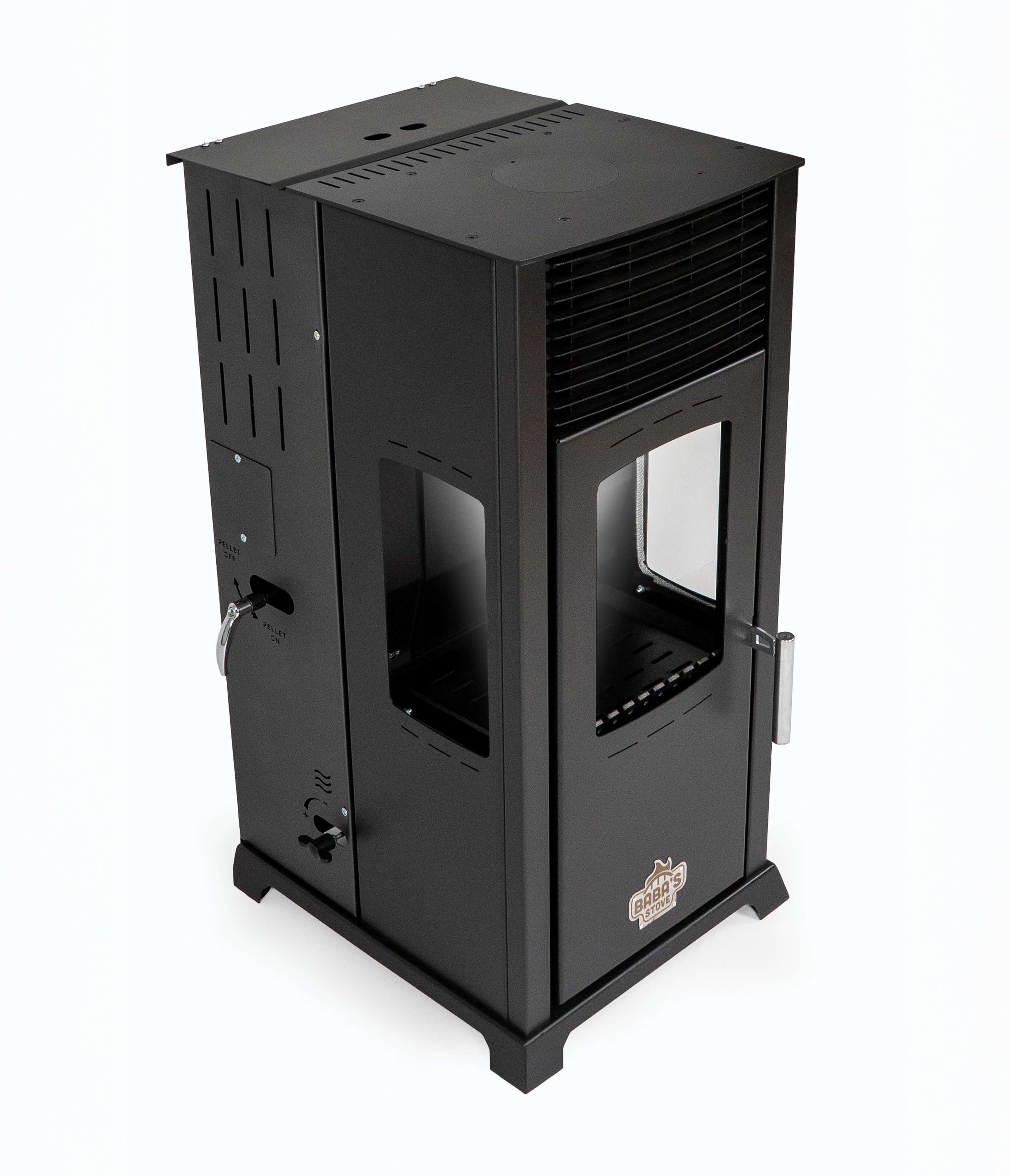 Baba's Eco Plus Hybrid Pellet and Wood Combination Stove, Pellet Stove without Electricity, 8 kW, Continuous Burning, Continuous Burning Stove, Pellet Stove without Electricity, Panoramic 3-Pane Panoramic Window, Wood Stove, Wood Stove, Fireplace