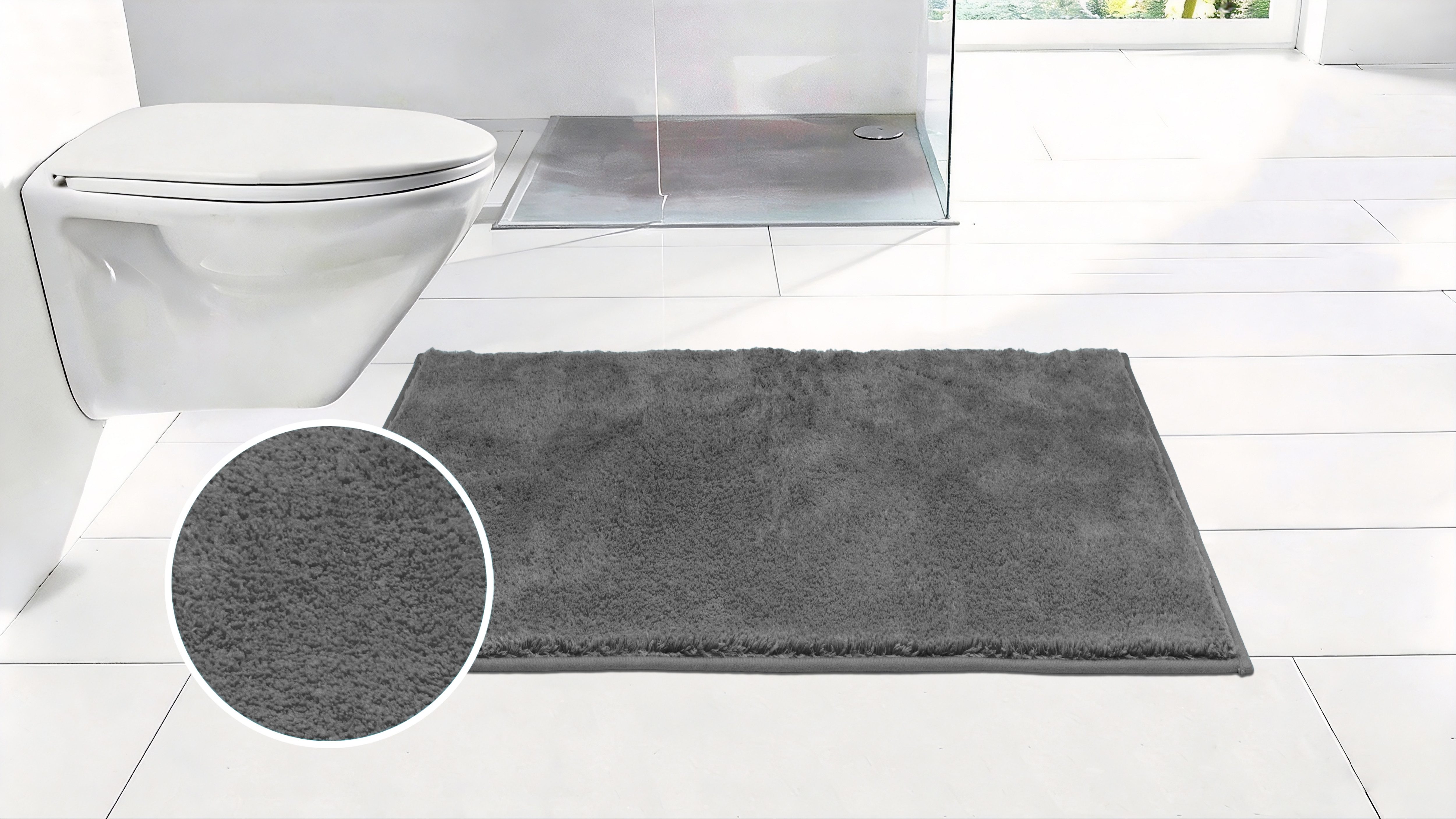 OTTO home Badematte Cali, Badvorleger, Badezimmer Teppich, Duschvorleger, Höhe 10 mm, rutschhemmend beschichtet, schnell trocknend, fußbodenheizungsgeeignet, Polyester, rechteckig, weich, Uni Farben, auch als Teppich erhältlich