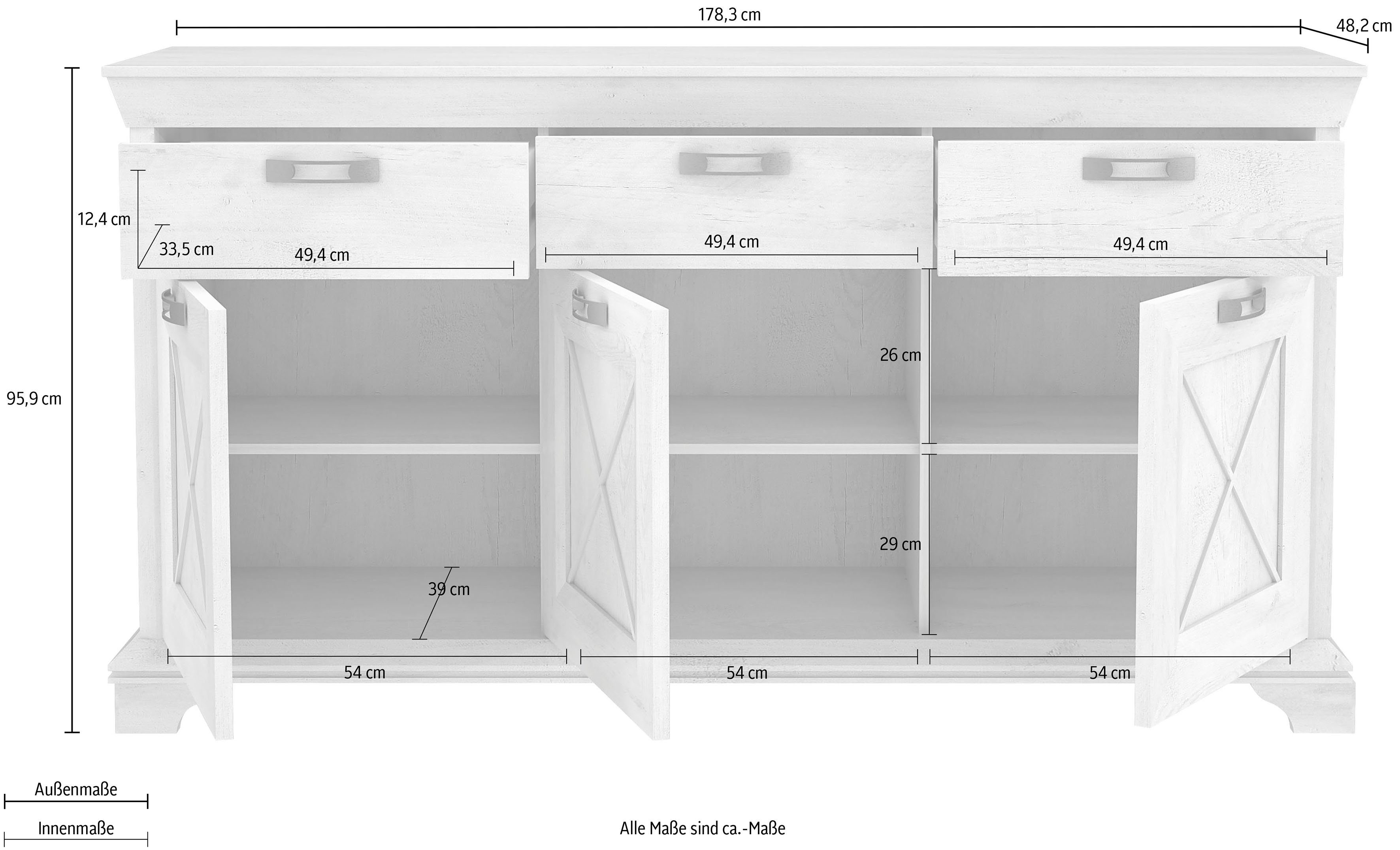 FORTE Kommode Kashmir, Breite 178 cm