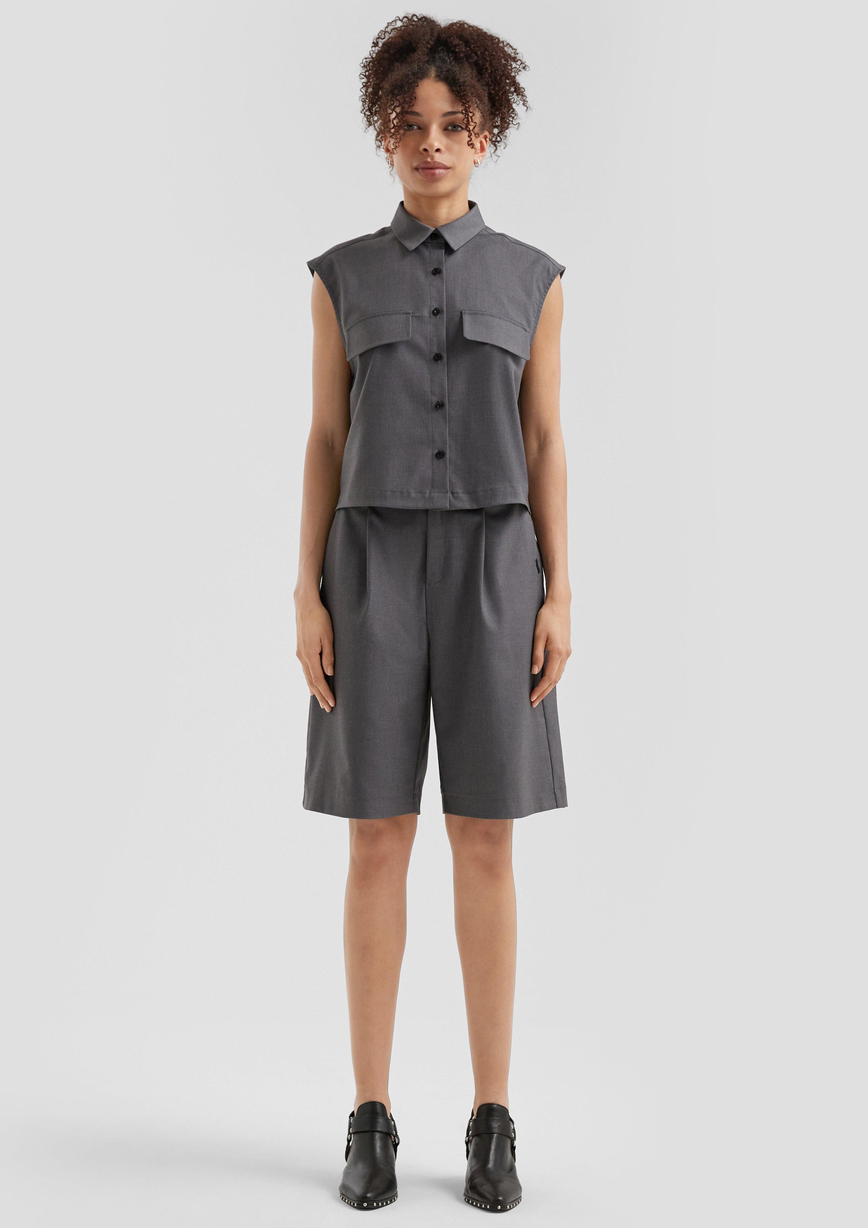 QS Shorts Melierte Bermuda mit Bundfalte günstig online kaufen