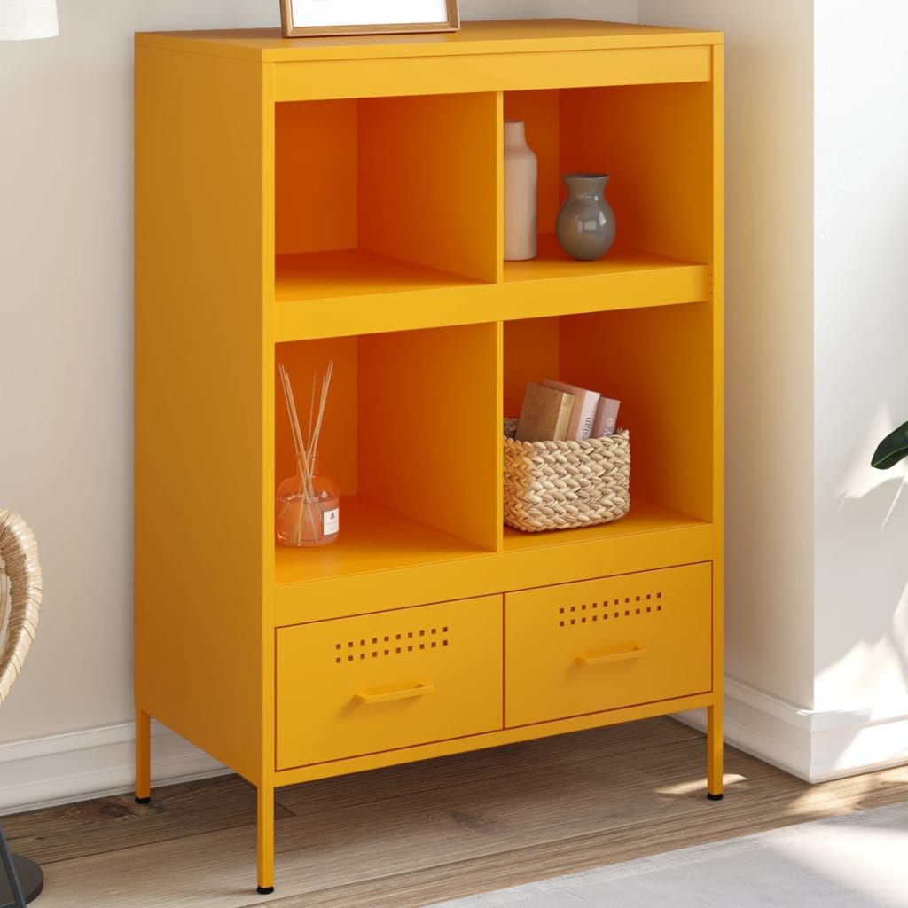 vidaXL Highboard Highboard Senfgelb 68x39x101,5 cm Stahl (1 St)