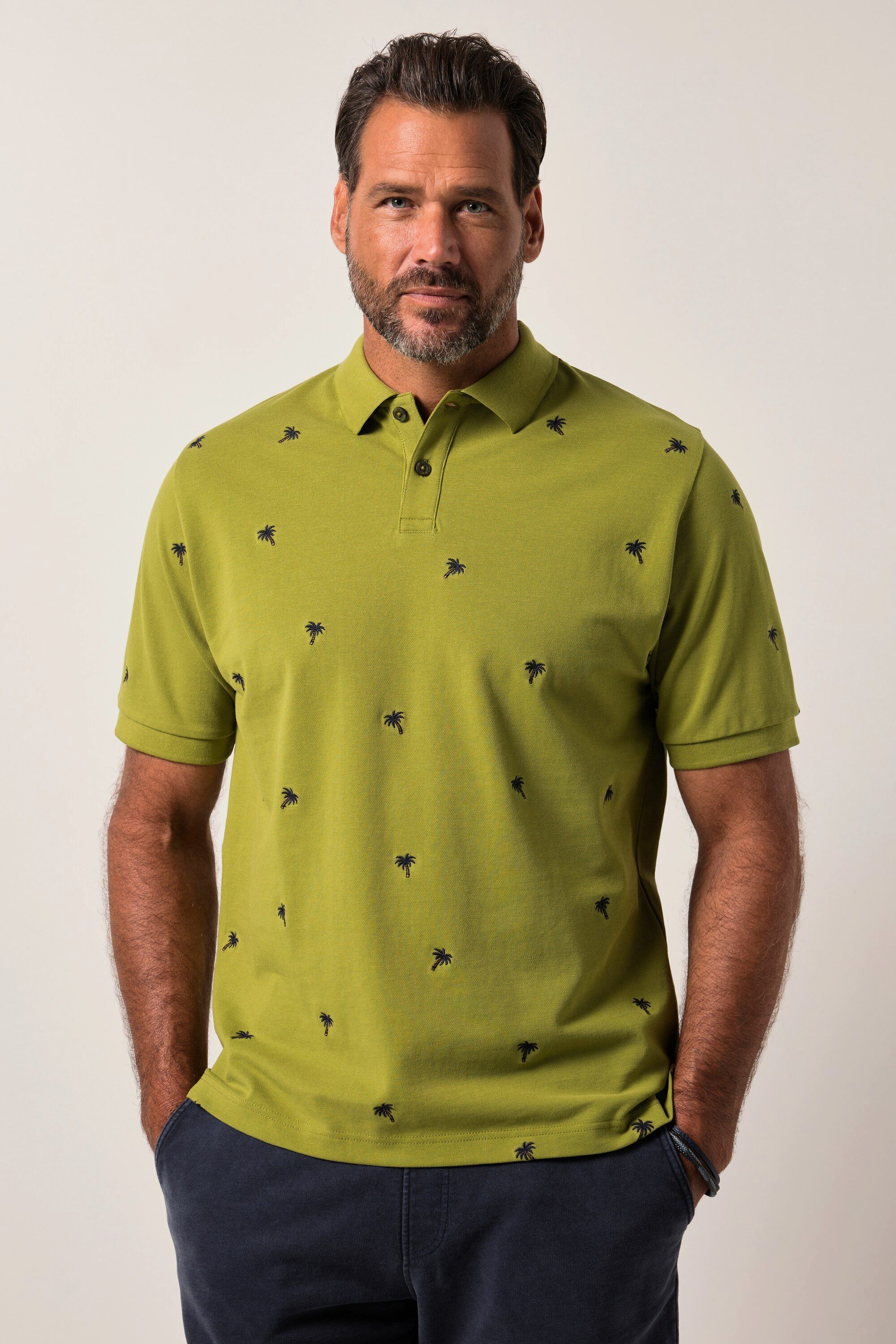 Poloshirt Poloshirt Halbarm Piqué Stickmuster